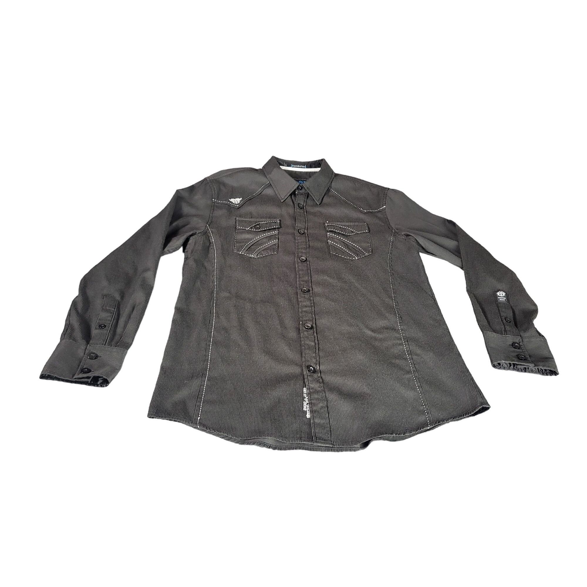 Roar Roar Signature Foundation Button Up Shirt Men Sz M Black Emb Size US M / EU 48-50 / 2 - 1 Thumbnail