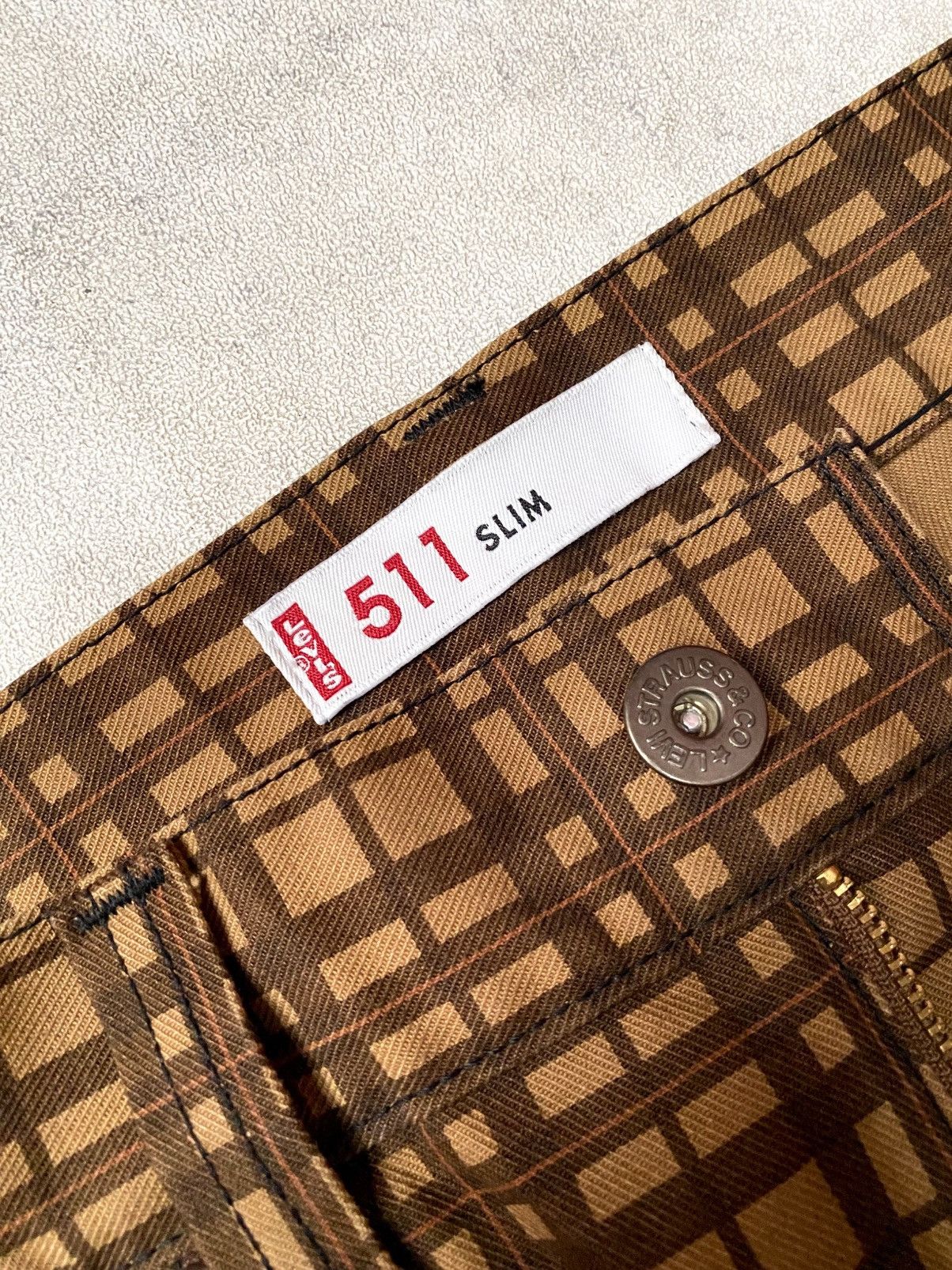 Levi's Vintage Levis Plaid Checkered Brown Jeans Size US 34 / EU 50 - 14 Thumbnail
