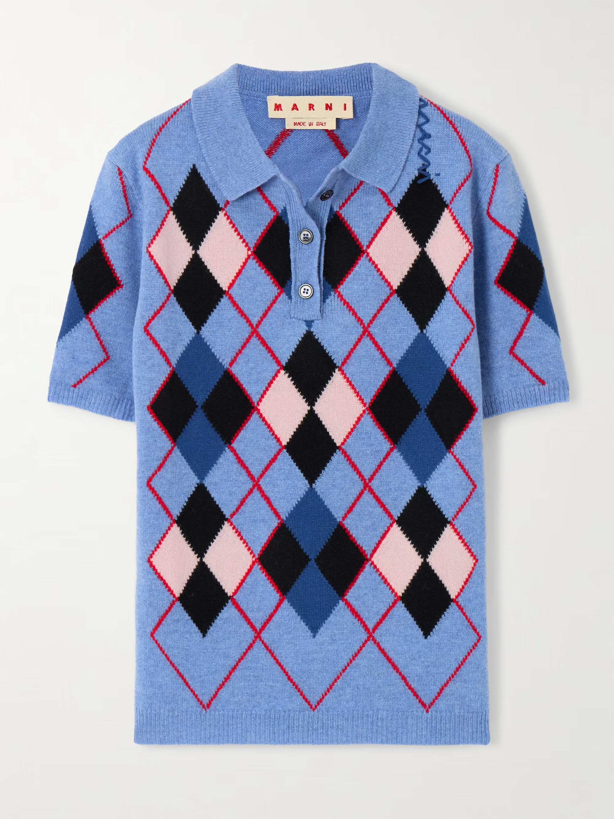 Marni o1f1d3z0326 Agyle Wool Polo Shirt in Multicolor Size XL / US 12-14 / IT 48-50 - 1 Thumbnail