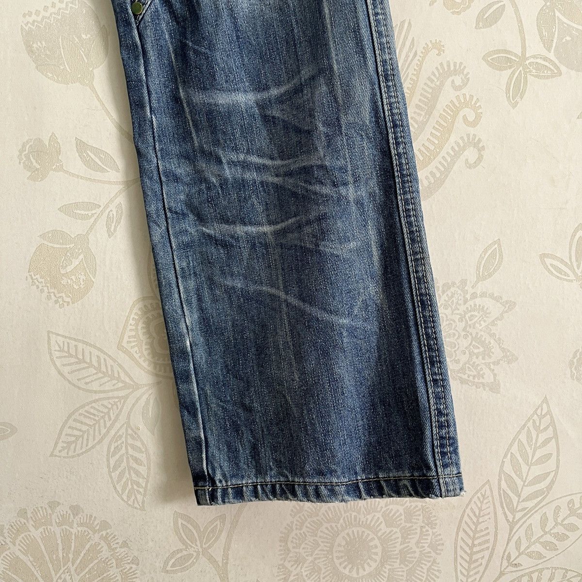 Japanese Brand Distressed Double Knee Japan Denim Double Waist Size US 33 - 9 Thumbnail
