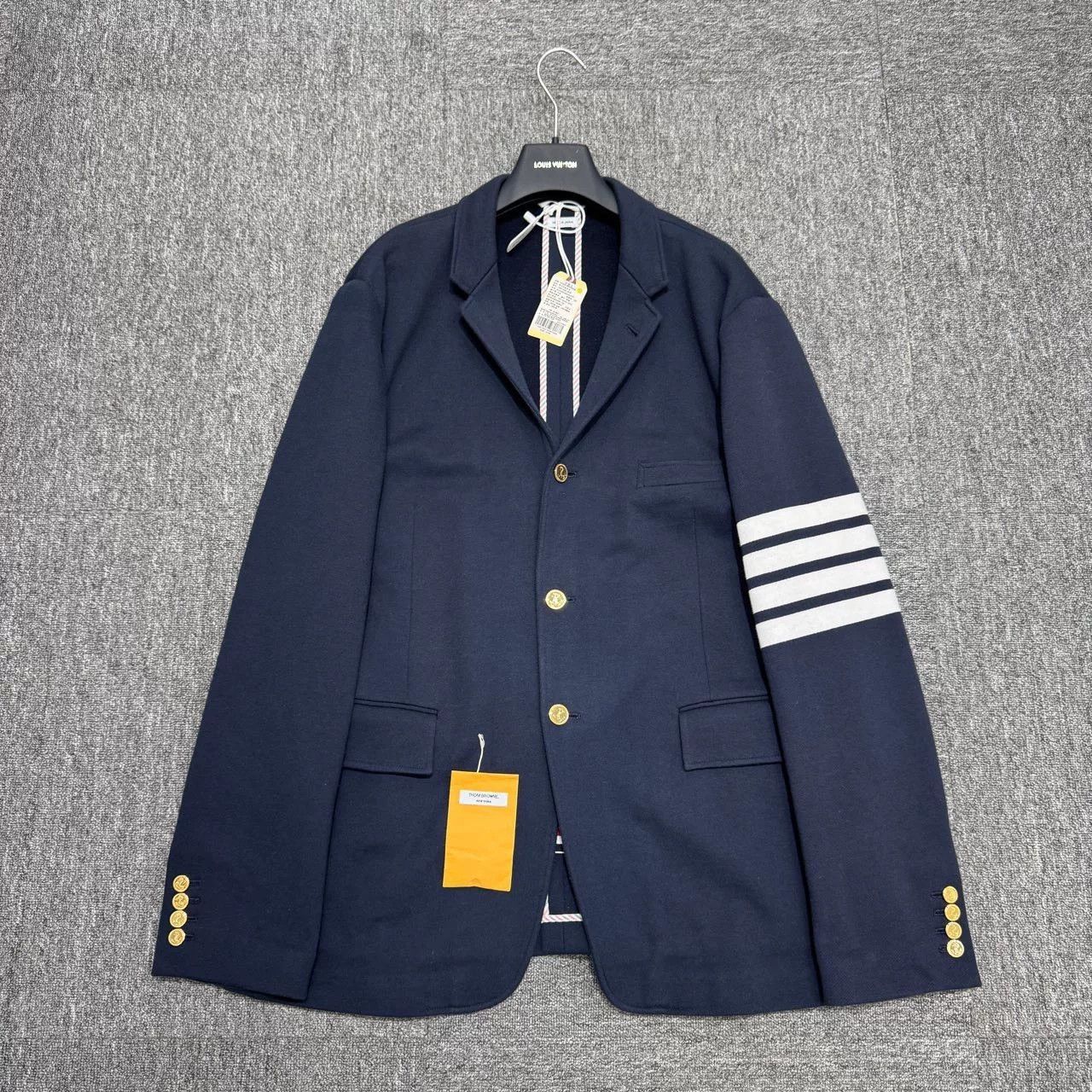 Thom Browne Thom Browne Navy Striped Suit Jacket. Size US XL / EU 56 / 4 - 1 Thumbnail