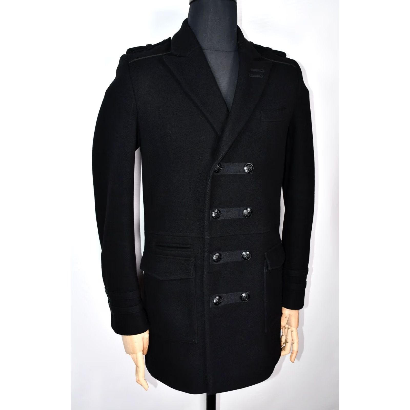 The Kooples The Kooples Coat Mens M Wool Black Overcoat Classic Size M Button Coat Winter Vintage: No Size US M / EU 48-50 / 2 - 2 Thumbnail