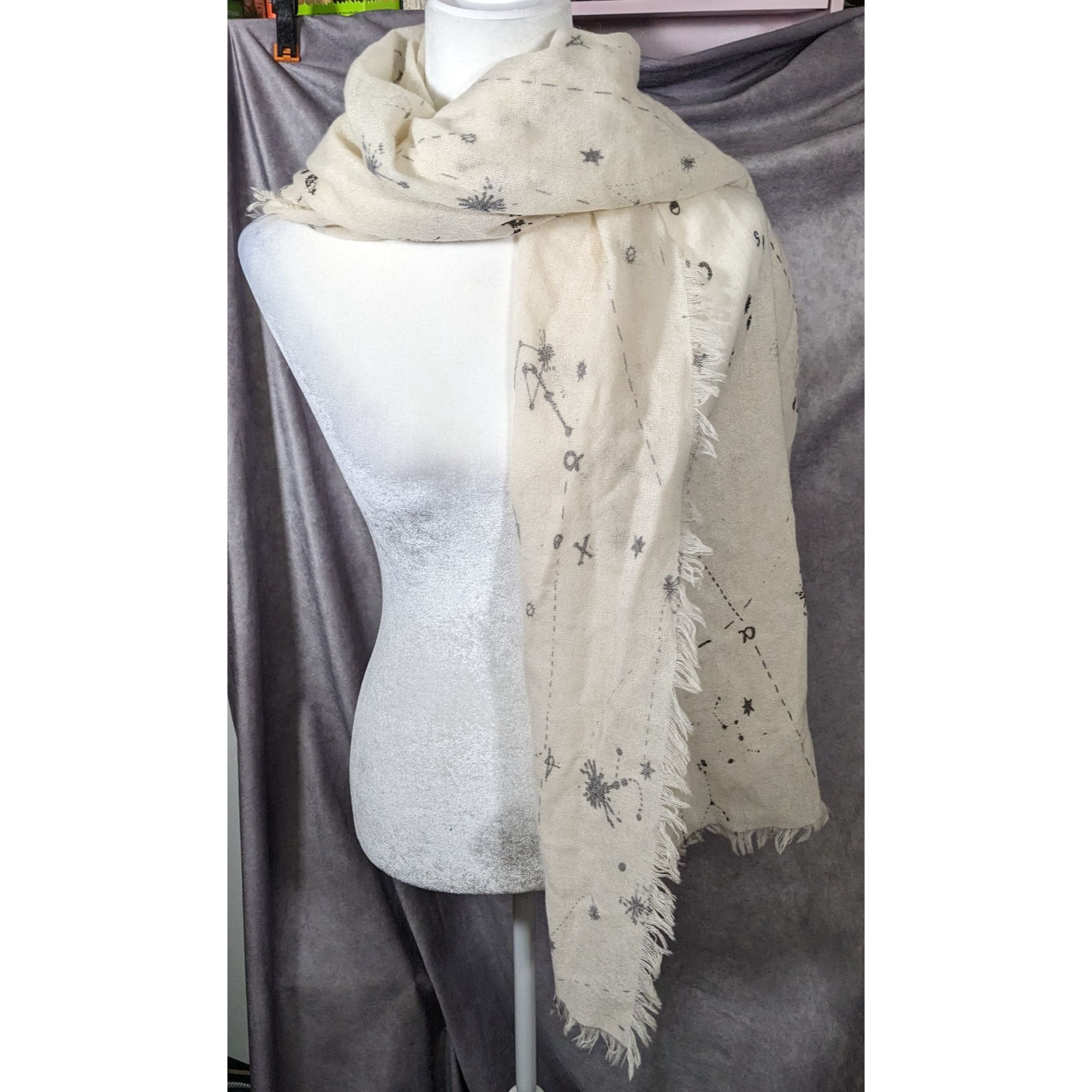 Other Celestial Star Constellation Print White Scarf Size ONE SIZE - 9 Thumbnail