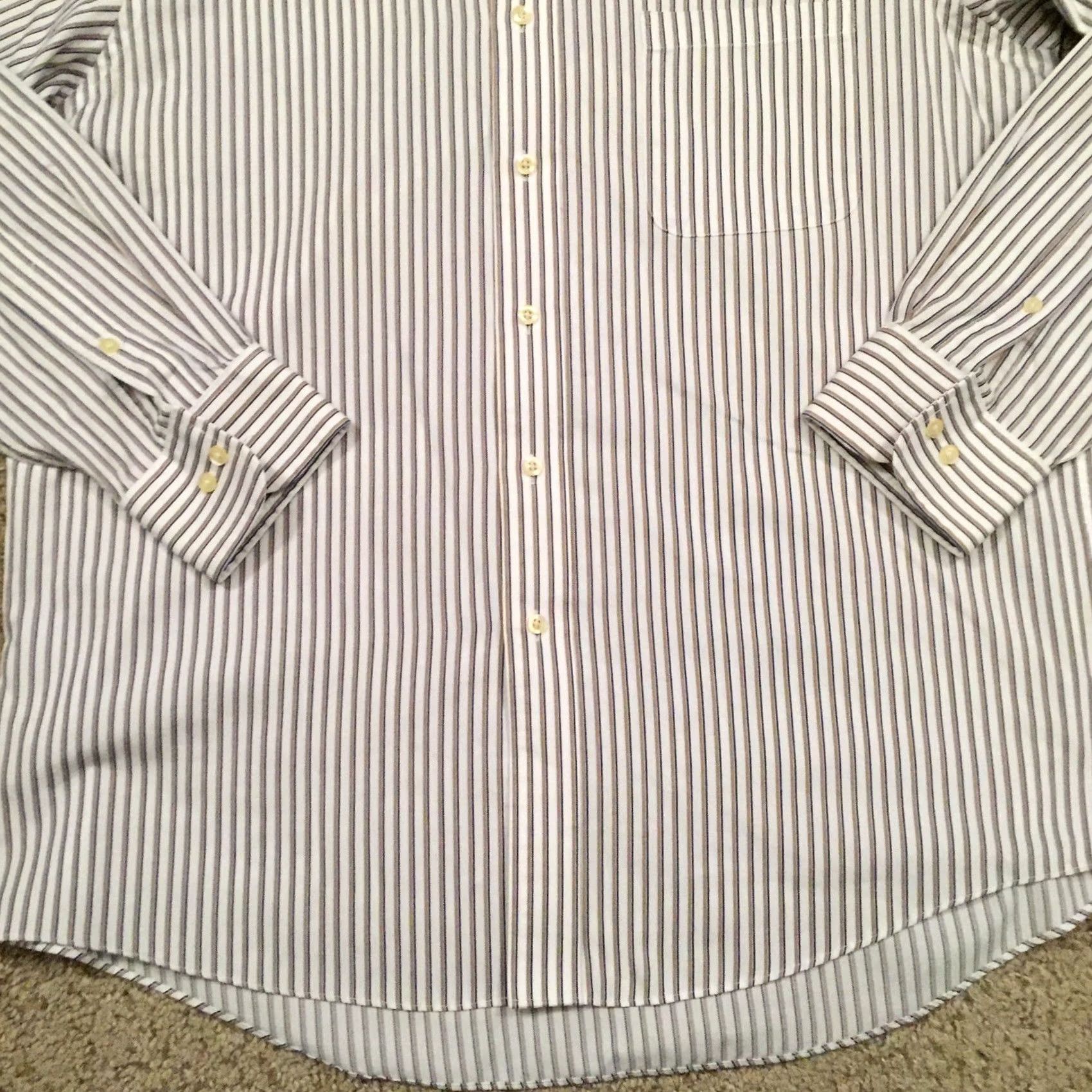 Chaps Chaps Shirt Mens Large Beige Striped Long Sleeve Button Up Twill Size US L / EU 52-54 / 3 - 4 Thumbnail