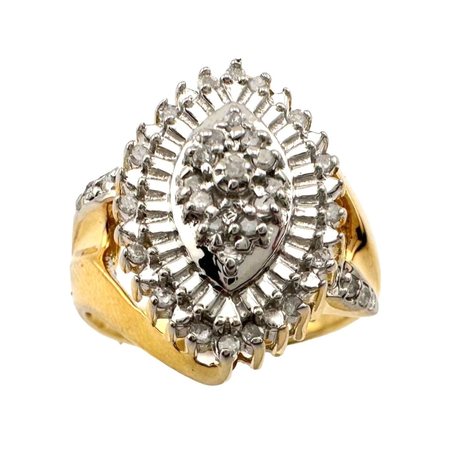 Other Marquise Cut 1/2 Carat Diamond Ring - Gold Plated Silver Size ONE SIZE - 1 Thumbnail
