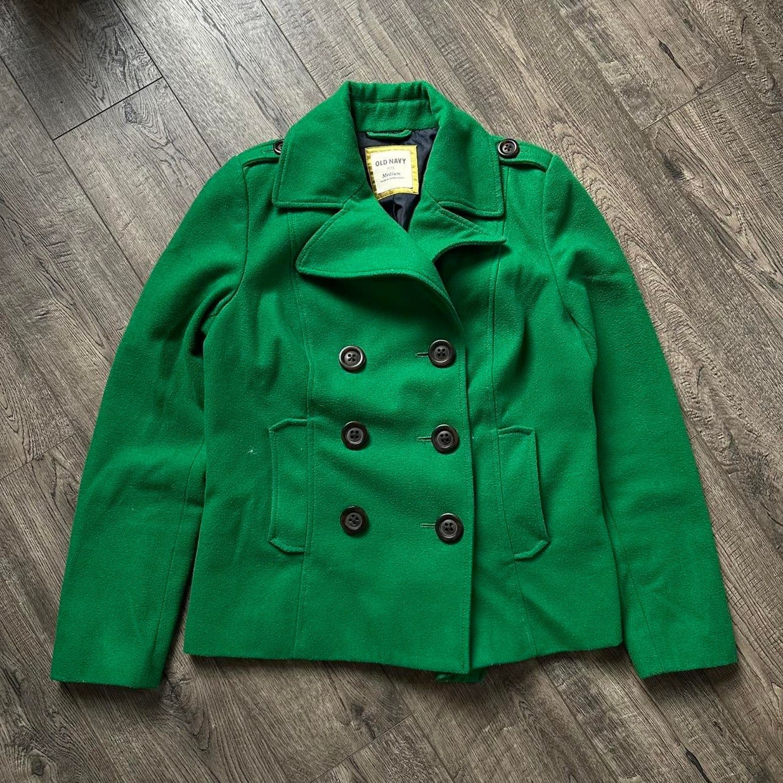 Old Navy Vintage Y2K Old Navy Green Wool Cropped Button Peacoat Size M / US 6-8 / IT 42-44 - 1 Thumbnail