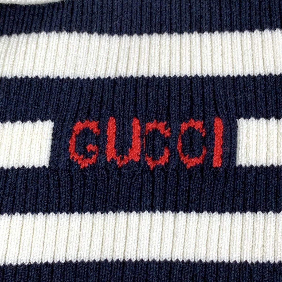 Gucci Gucci Logo Striped Collared Short Sleeve Knit Top K26WX Size M / US 6-8 / IT 42-44 - 5 Thumbnail