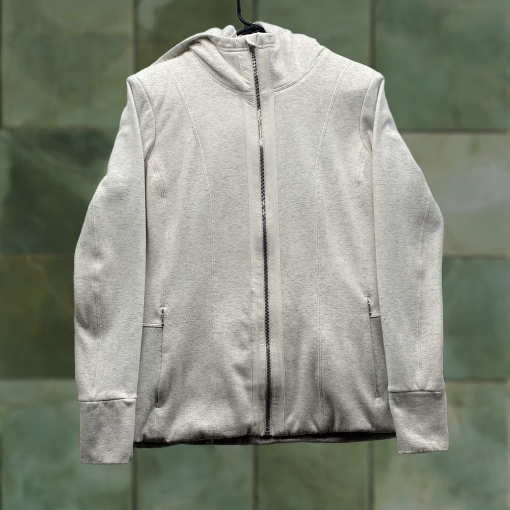 Athleta Athleta Jacket Womens L Faux Fur Lined Full Zip Pockets Hooded Ivory Size L / US 10 / IT 46 - 1 Thumbnail