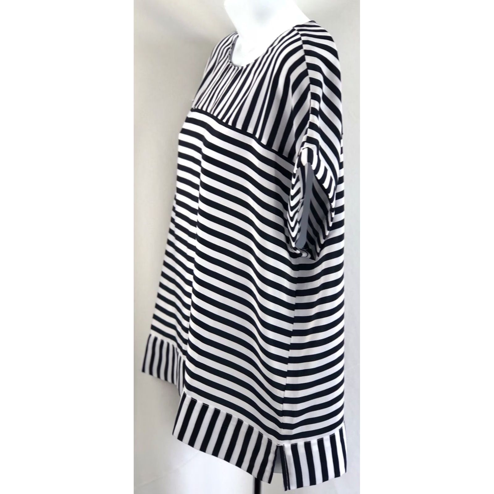 Vintage Christopher Banks Silky Top PXL Blue/Wht Stripe Cuffed sleeve Coastal Capsule Size XL / US 12-14 / IT 48-50 - 2 Thumbnail
