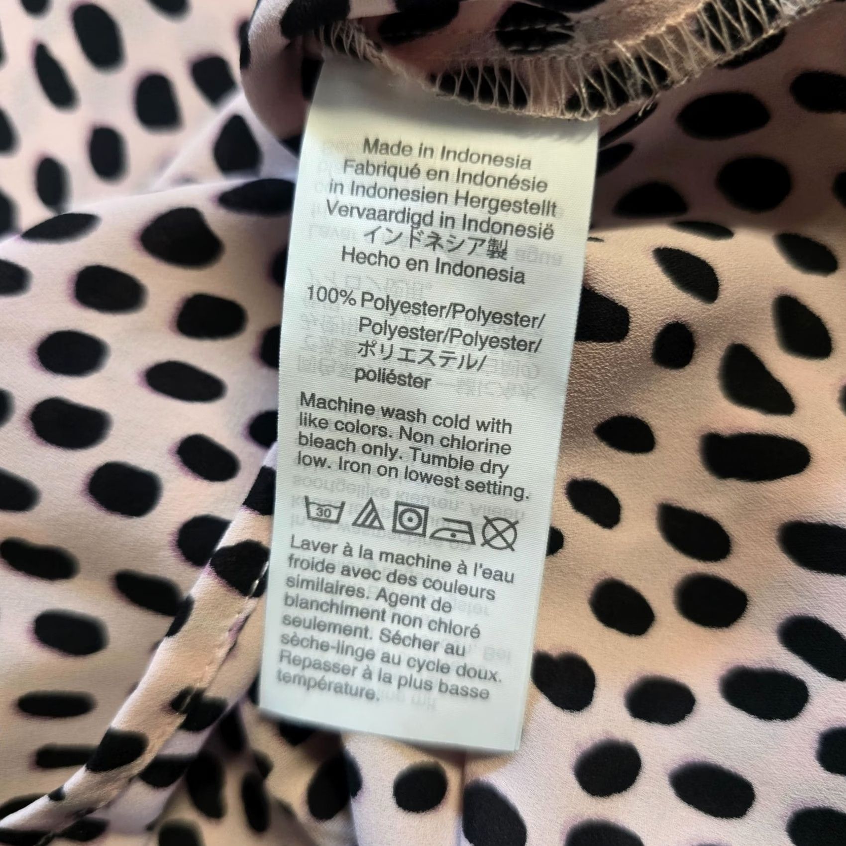 J.Crew J.CREW Blouse Womens XL Pink Black Dotted Long Sleeve Round Neck Career Casual Shirt Size XL / US 12-14 / IT 48-50 - 7 Thumbnail