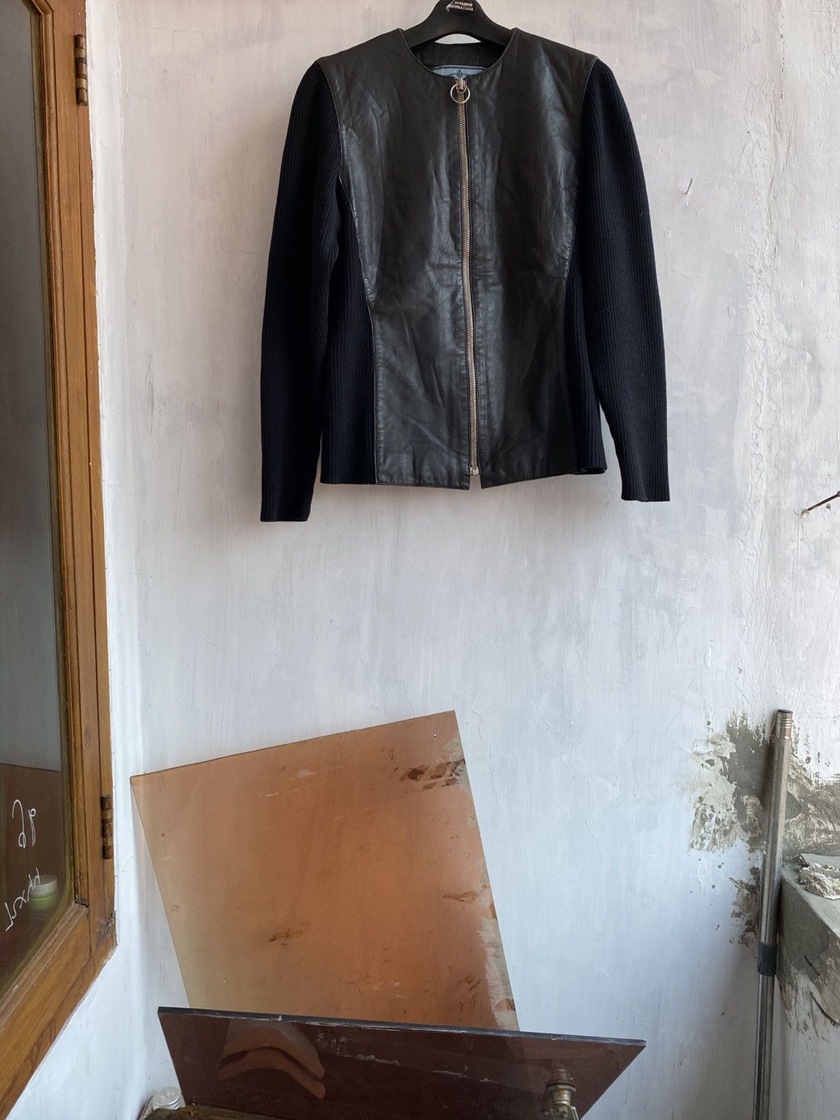 Prada prada hybrid knit leather jacket Size S / US 4 / IT 40 - 1 Thumbnail
