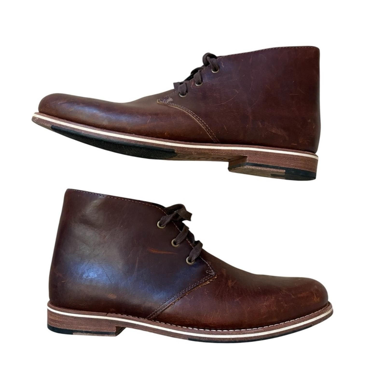HELM Helm Declan Premium Leather Chukka Boots Rich Brown Size US 11.5 / EU 44-45 - 3 Thumbnail
