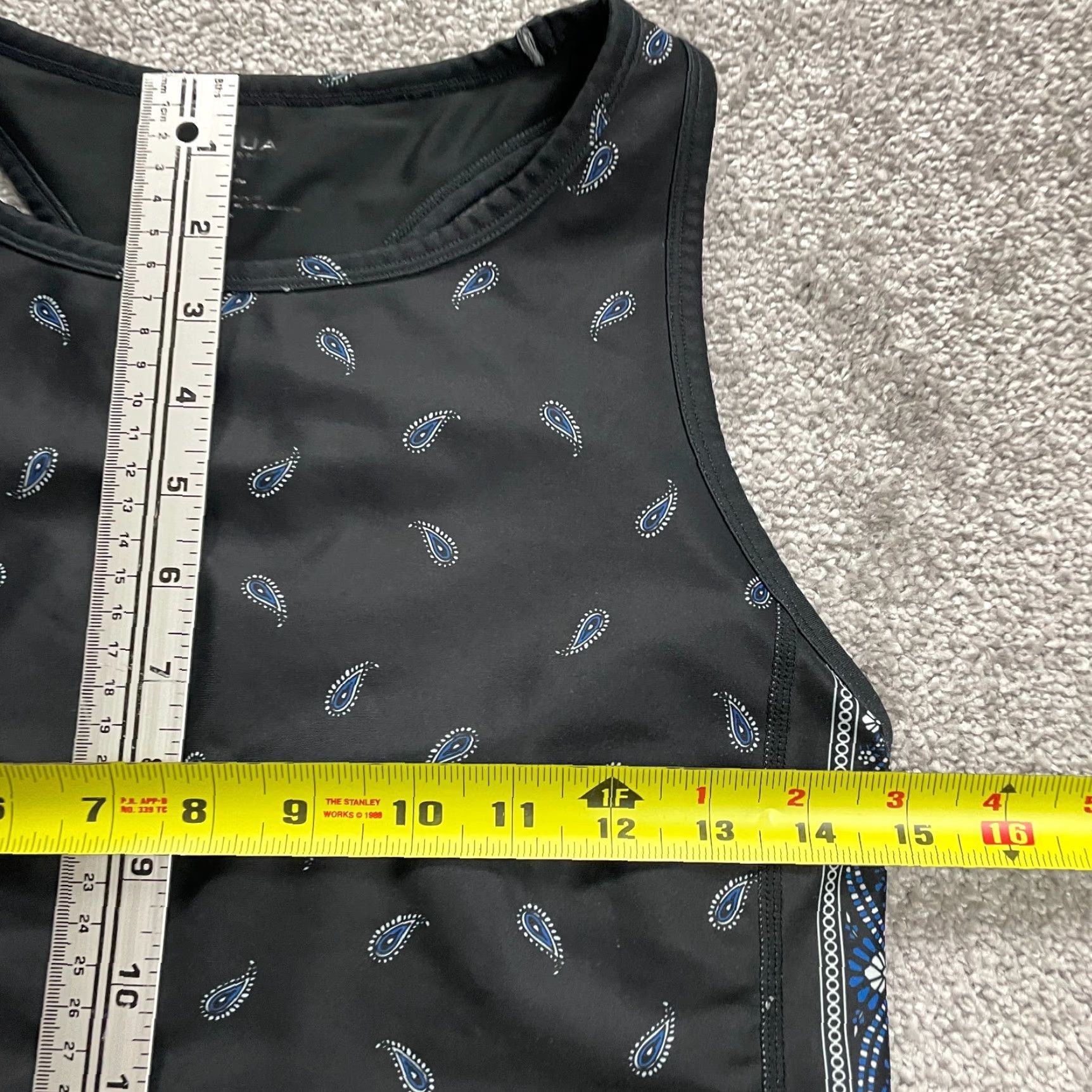 AQUA Aqua Top Womens Medium Black Paisley Cropped Tank Athletic Active Size M / US 6-8 / IT 42-44 - 7 Thumbnail