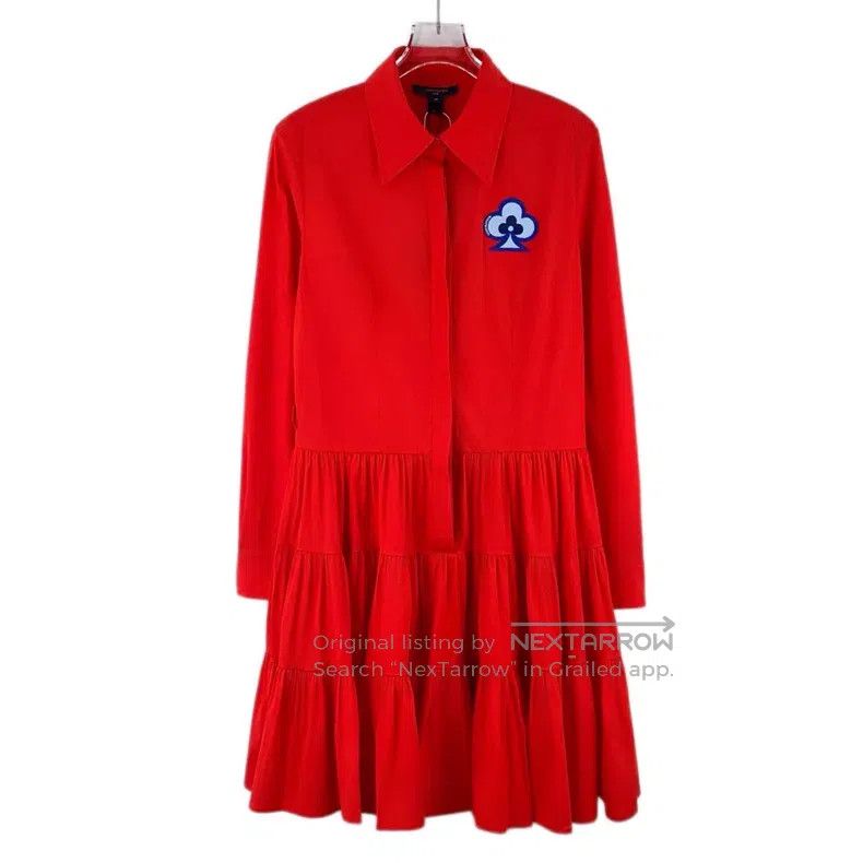Louis Vuitton Louis Vuitton Red presbyopic embroidered cotton lapel long Size S / US 4 / IT 40 - 1 Thumbnail