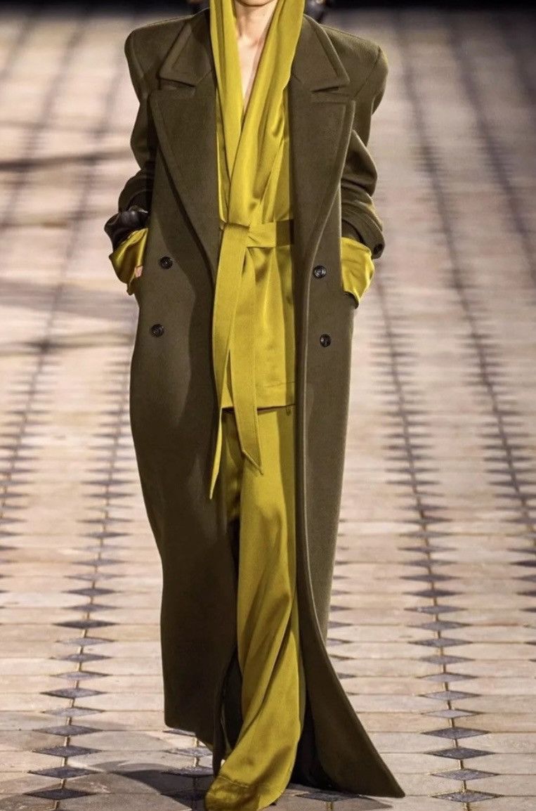 Saint Laurent Paris Saint Laurent Satin Crepe Belted Hooded Jacket Vert Mousse Size XS / US 0-2 / IT 36-38 - 3 Thumbnail