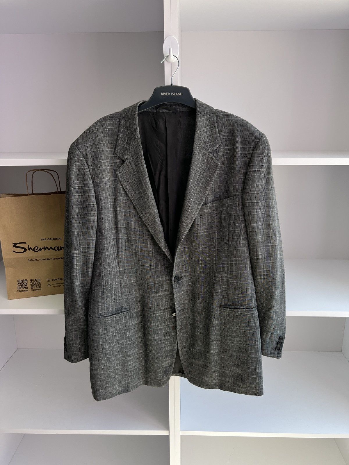 Giorgio Armani × Vintage Vintage Giorgio Armani Gray Blazer Size 52L - 4 Thumbnail