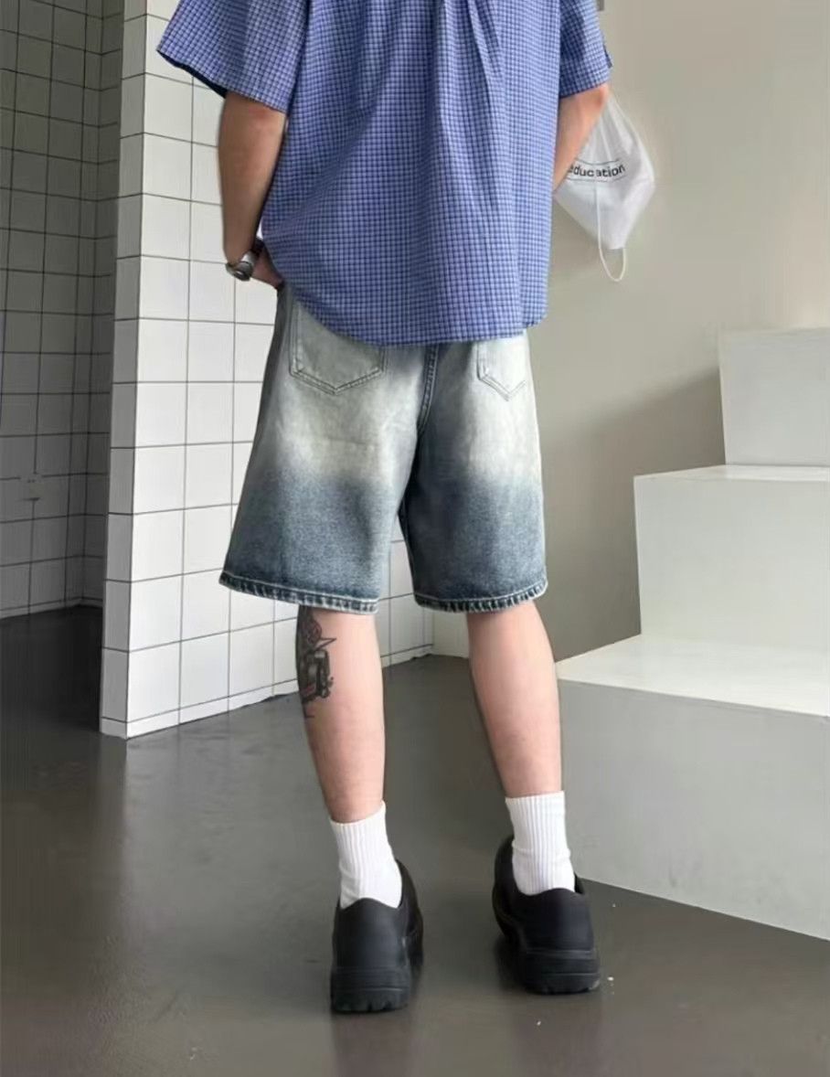 Japanese Brand × Jean Blue washed vintage distressed denim shorts y2k Size US 32 / EU 48 - 3 Thumbnail