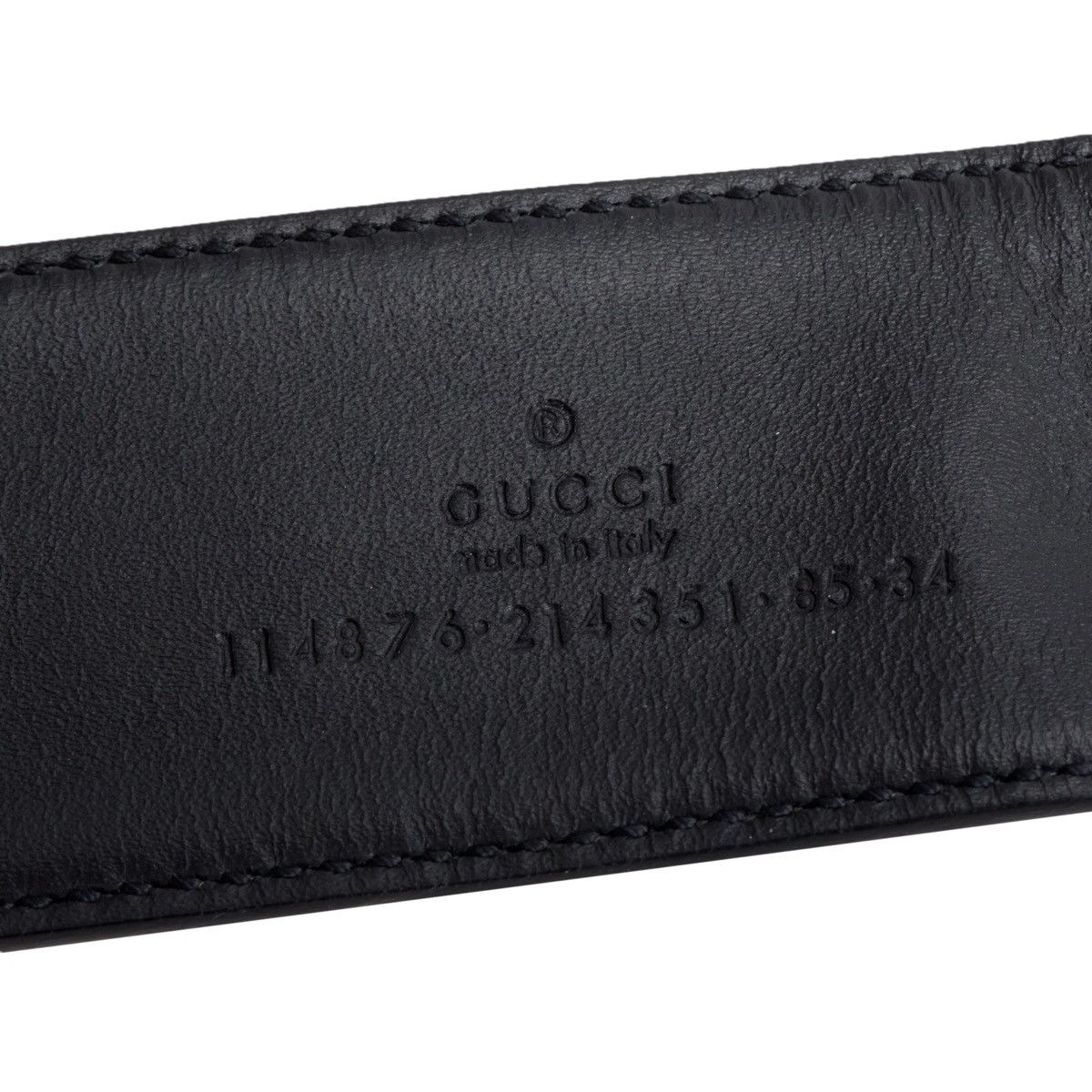 Gucci Gucci Black GG Canvas & Leather Belt With Interlocking G Size 34 - 2 Thumbnail