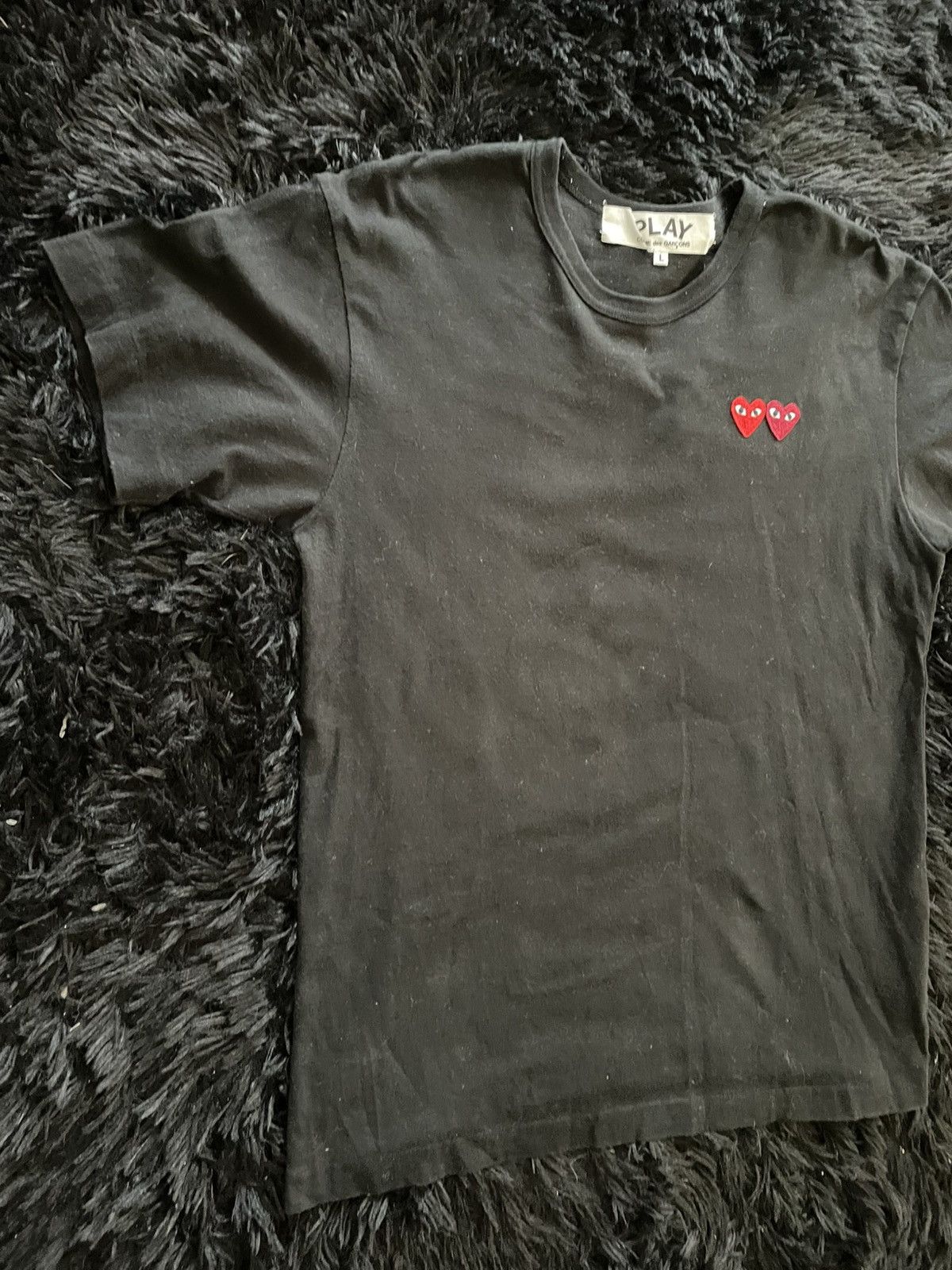 CDG by Comme des Garcons Comme Des Garcons Play Double Heart Black Tee Size US L / EU 52-54 / 3 - 2 Thumbnail
