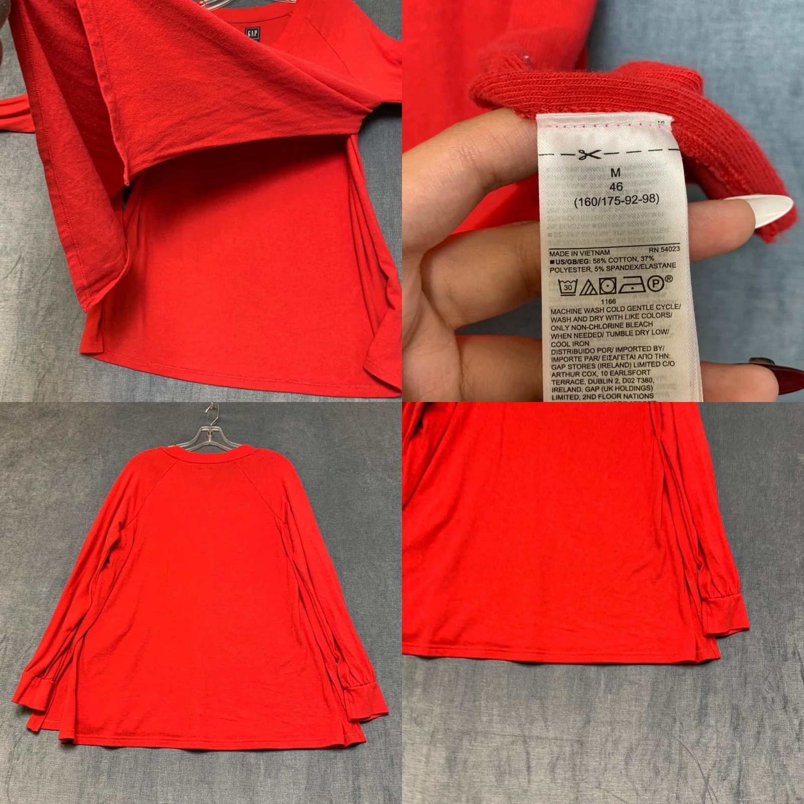 Gap Gap Nursing Top Womens Maternity Red Cotton Stretch V-Neck Raglan Sleeve Blouse; Pullover, Long Sleeve, Solid, Casual Size M / US 6-8 / IT 42-44 - 8 Thumbnail