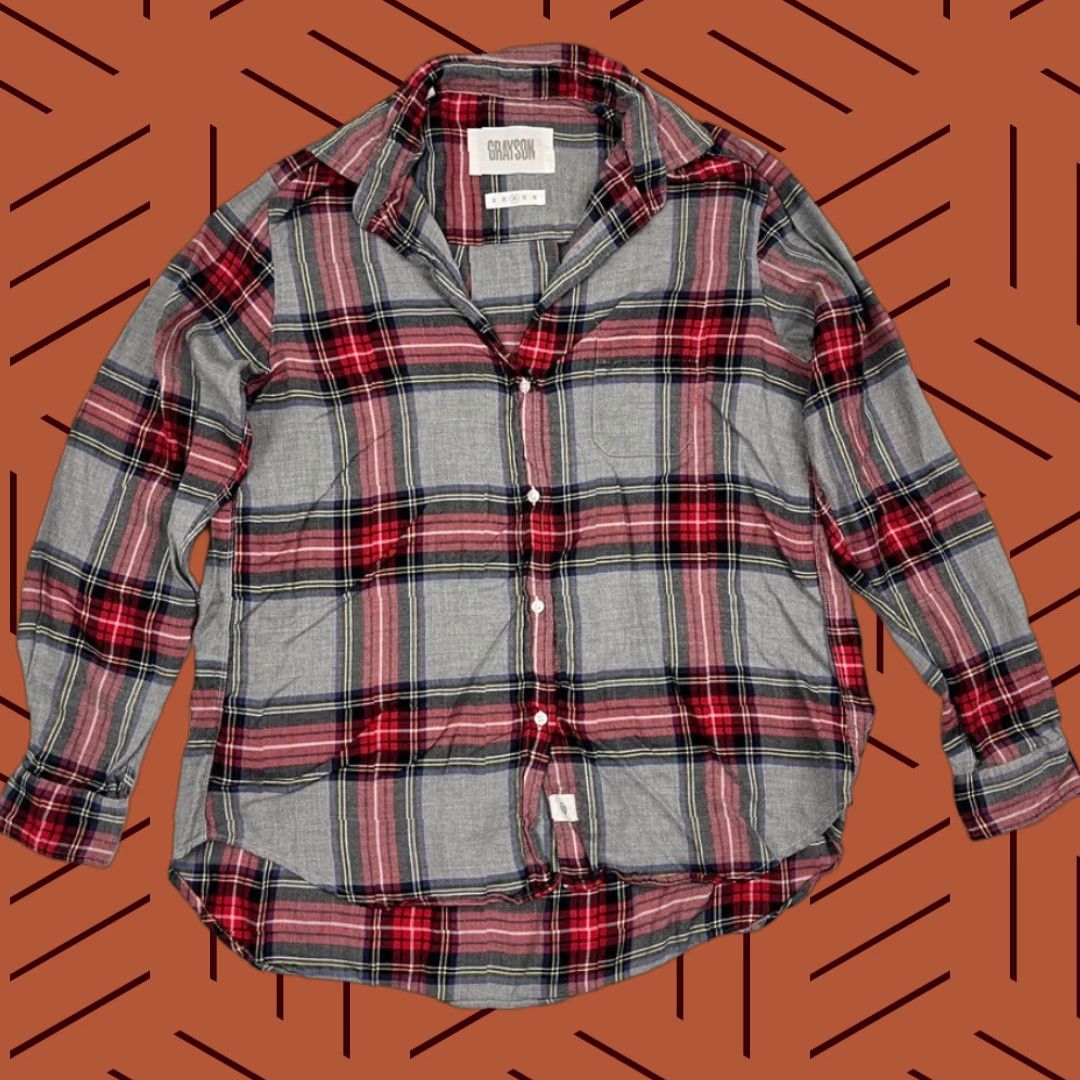 Vintage Grayson The Hero Blouse Size M Gray Red Plaid Button Front Flannel Shirt Size M / US 6-8 / IT 42-44 - 1 Thumbnail