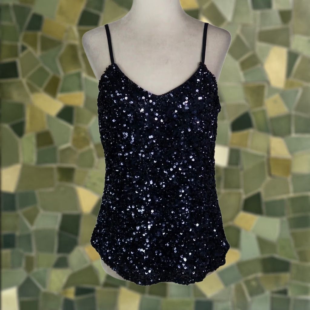Parker Parker Navy Blue Sequin Beaded Camisole Tank Top XS Womens Size XS / US 0-2 / IT 36-38 - 1 Thumbnail