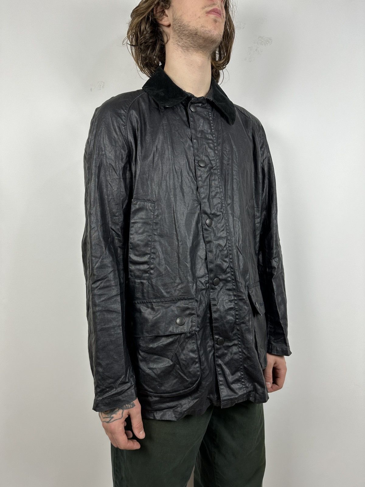 Barbour Barbour Black Keats Linen/Polyurethane Coated Jacket Size US L / EU 52-54 / 3 - 3 Thumbnail