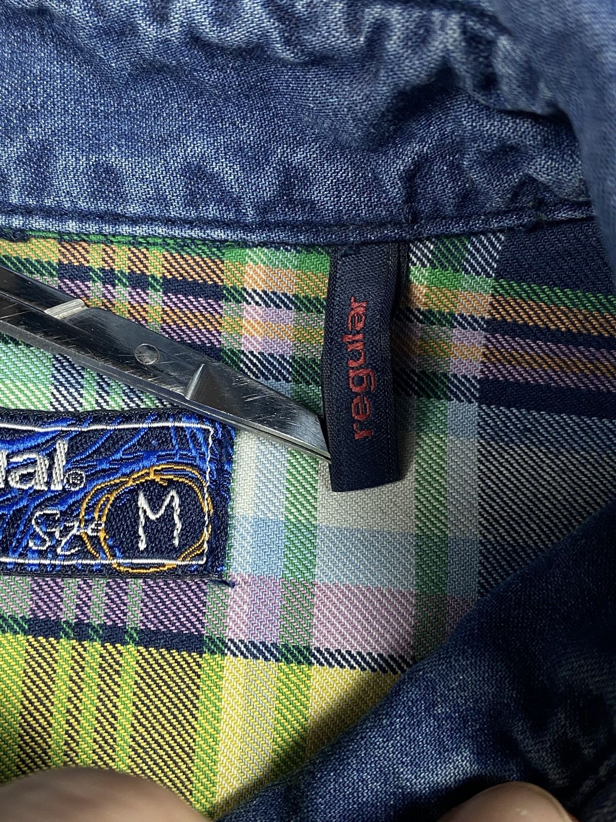 Desigual Desigual Patchwork Plaid Blue Western Button Up Shirt Size US M / EU 48-50 / 2 - 15 Thumbnail
