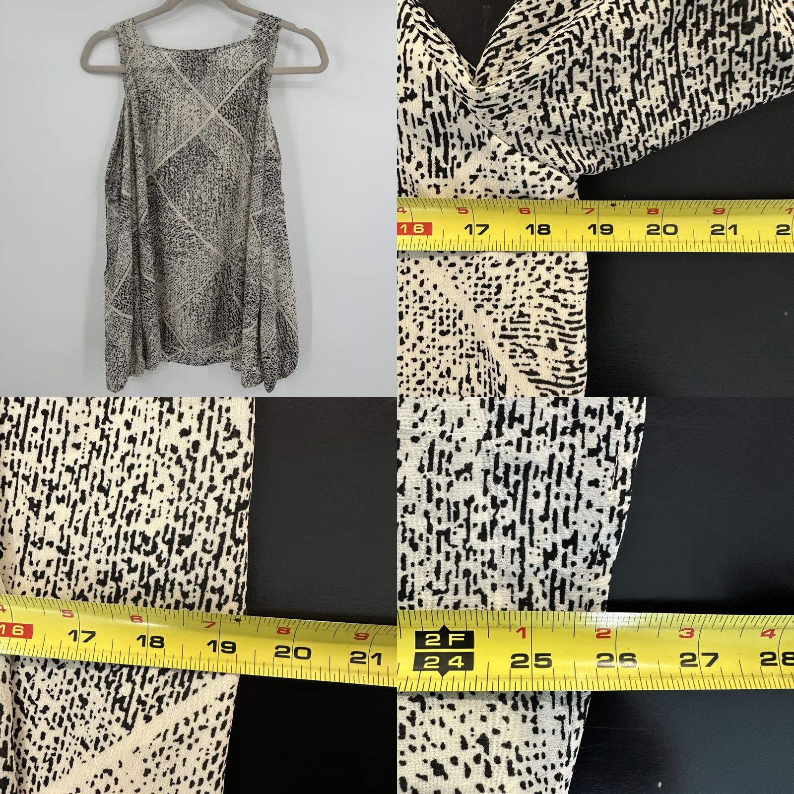 Juicy Couture Juicy Couture Tank Womens Small Sleeveless Stamped Jute Cream Black Geometric Dot Tunic Size S / US 4 / IT 40 - 8 Thumbnail