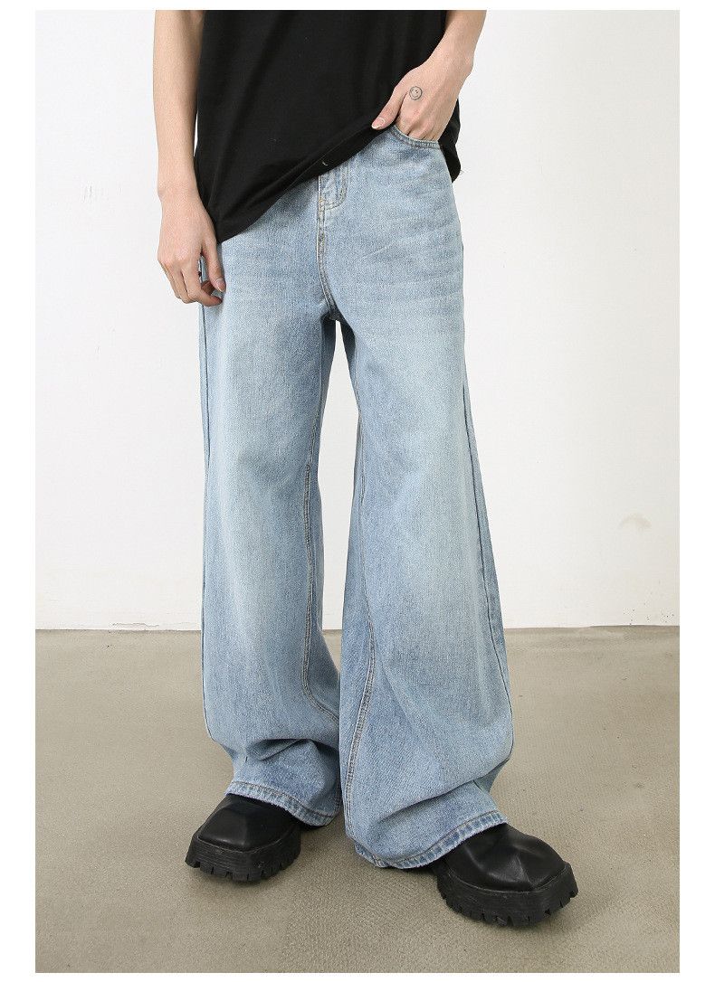 Japanese Brand Japanese retro light blue washed men's loose straight jeans Size US 32 / EU 48 - 1 Thumbnail