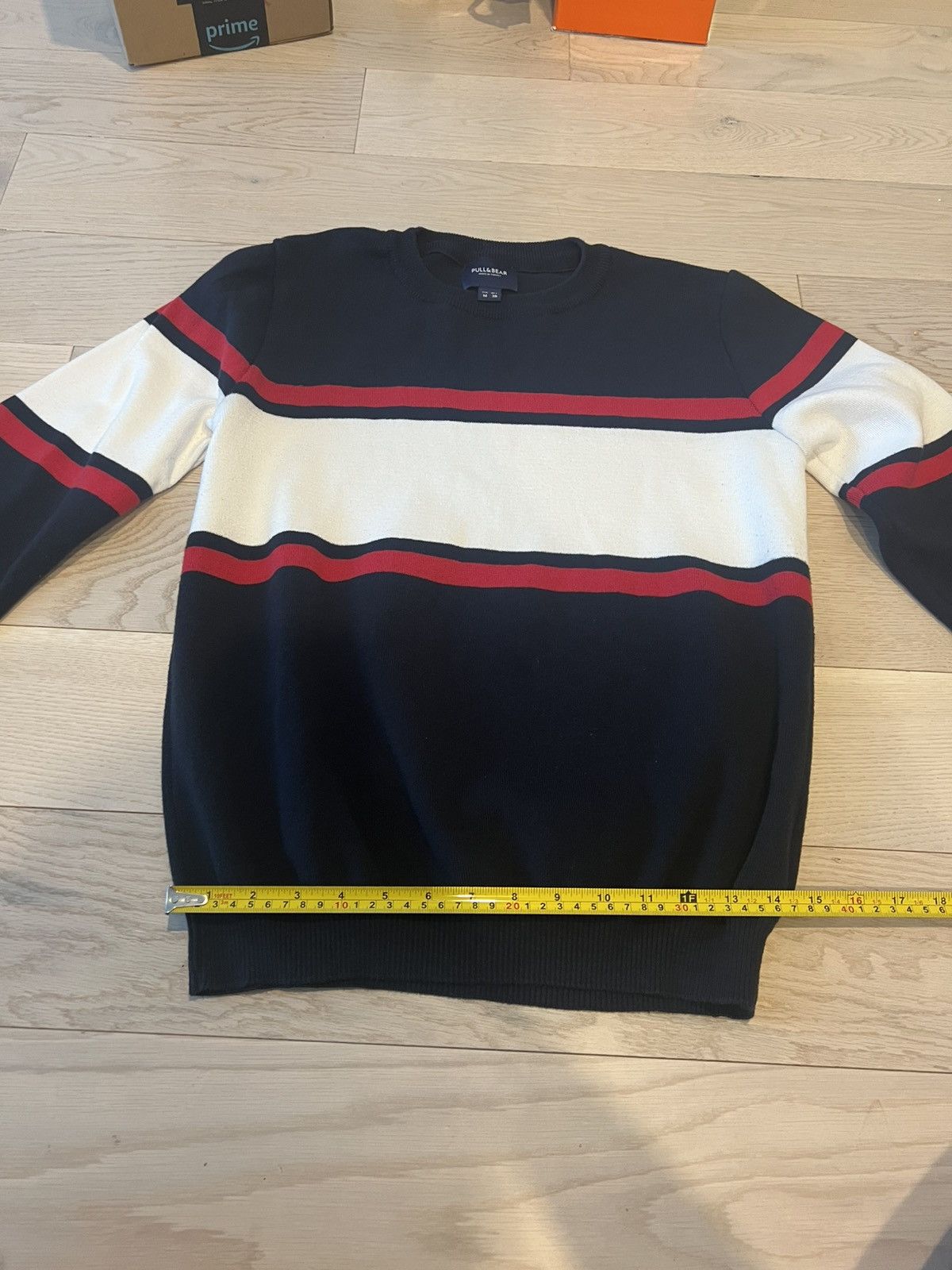 Pull & Bear Pull & Bear Navy, Red & White Striped Sweater – Size M Size US M / EU 48-50 / 2 - 5 Thumbnail