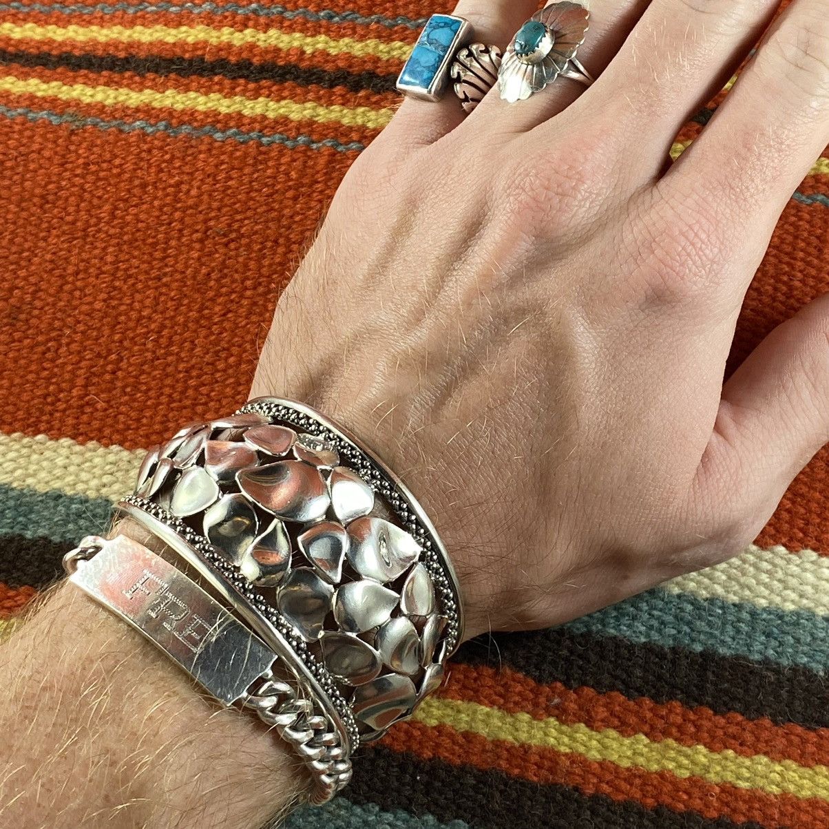 Vintage Vtg Michael Dakwins Sterling Silver Brutalist Petal Cuff 925 Size ONE SIZE - 11 Thumbnail