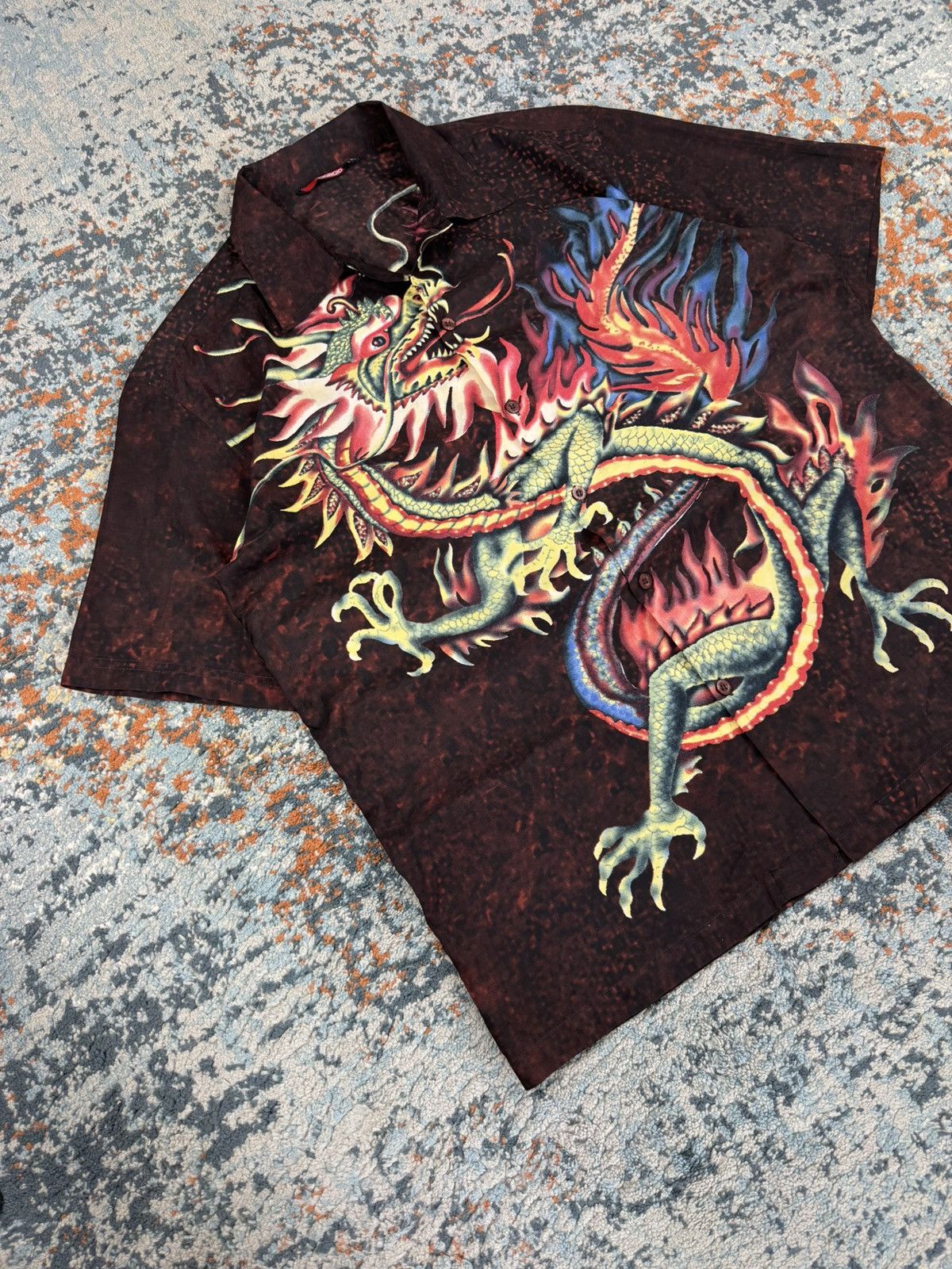 Vintage Vintage 90s Dragon graphic all over print short sleeve shirt Size US XL / EU 56 / 4 - 3 Thumbnail
