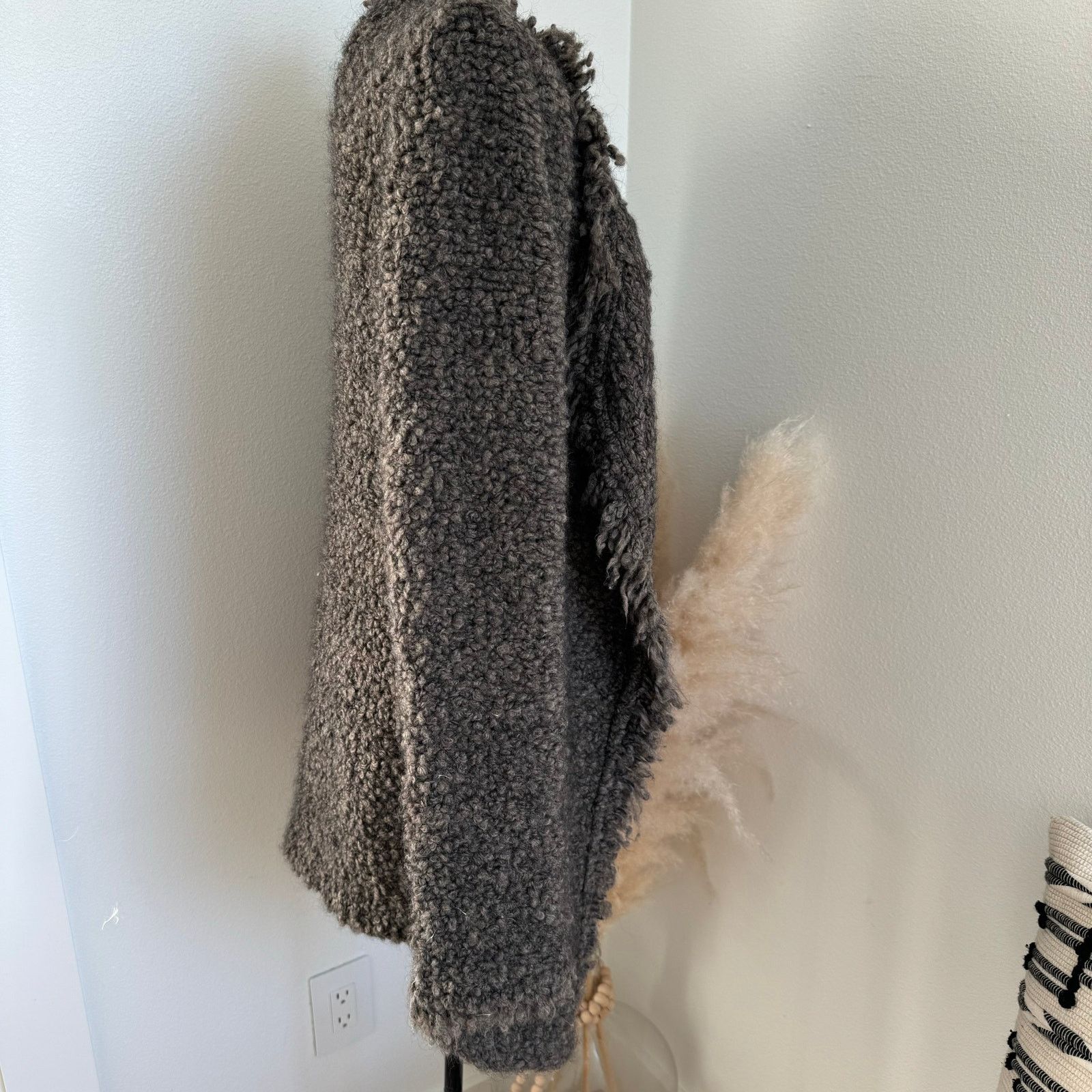 Iro IRO Campbell Fuzzy Boucle Knit Mohair Fringe Cardigan Brown Size M / US 6-8 / IT 42-44 - 2 Thumbnail