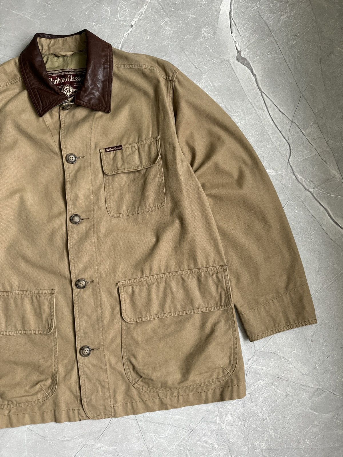 Marlboro Classics Vintage Marlboro Classics Leather Collar Work Coat Size US L / EU 52-54 / 3 - 3 Thumbnail
