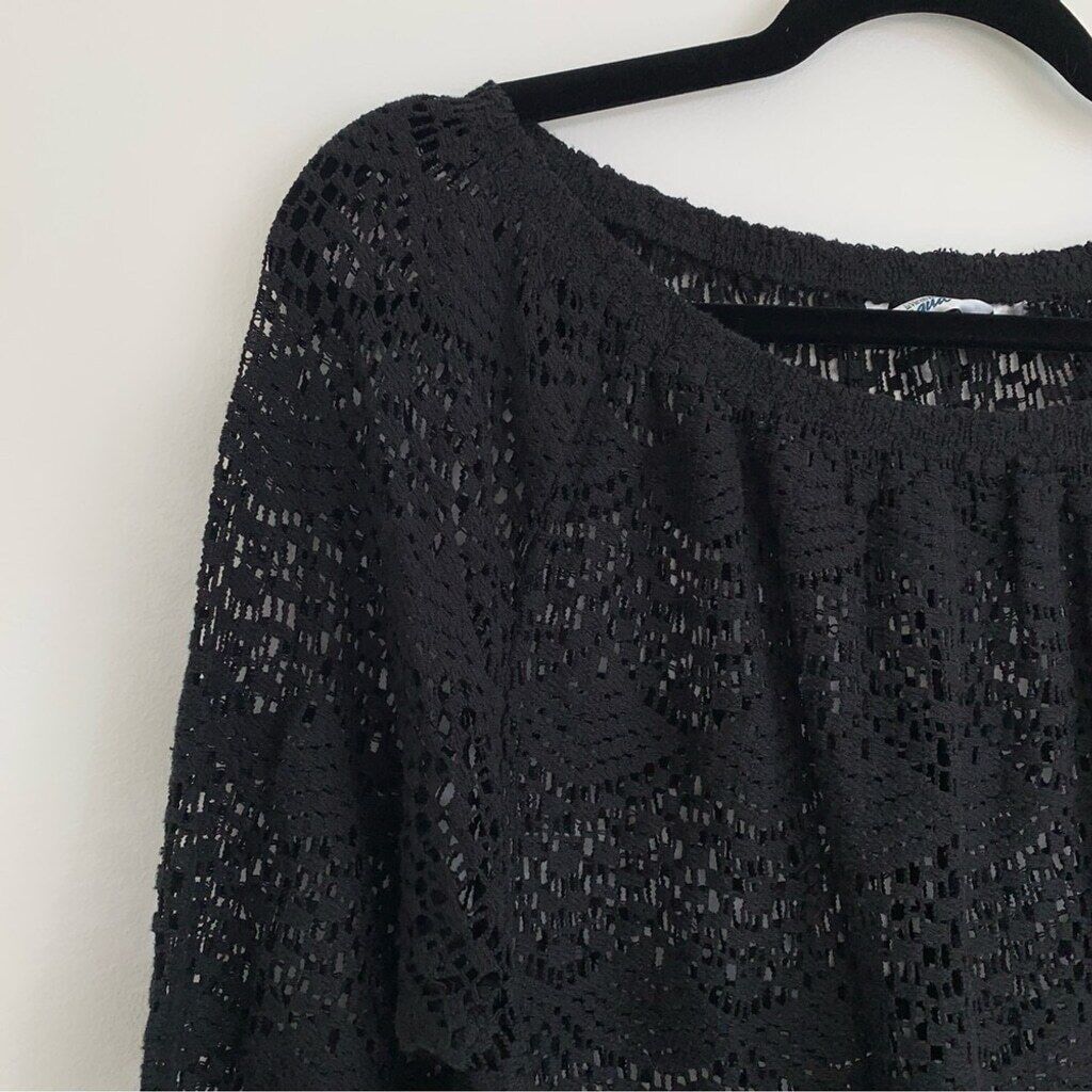 Other La Vie En Rose Black Crochet Swim Coverup Women's Sm Size S / US 4 / IT 40 - 3 Thumbnail
