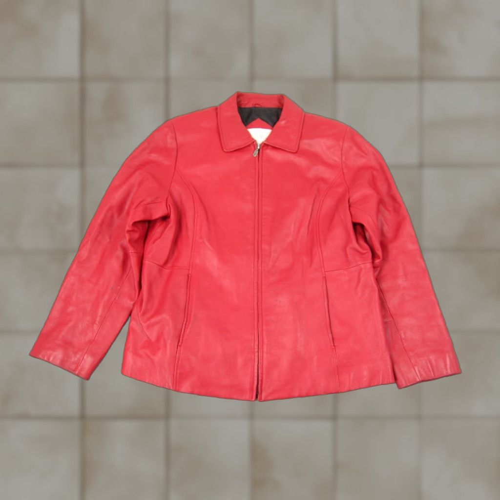 Vintage VINTAGE Studio Works Leather Jacket Womens Large Red Full Zip 90s Classic Size L / US 10 / IT 46 - 1 Thumbnail