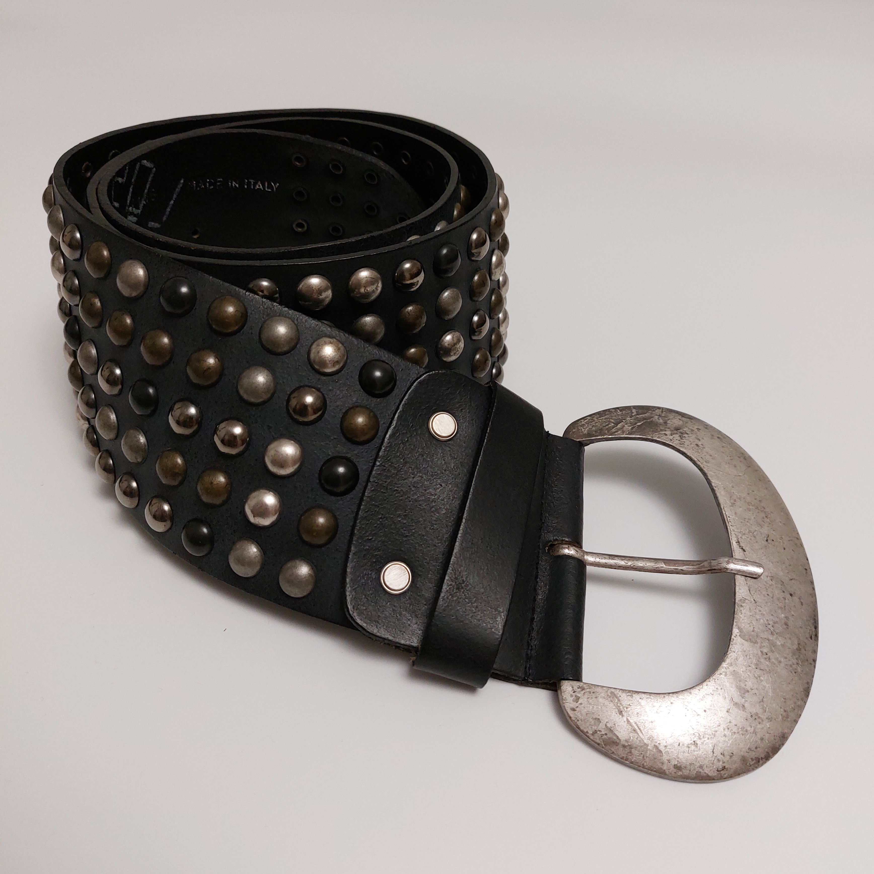 Leather Vintage Studded Leather Belt Heavy Metal Punk Size ONE SIZE - 1 Thumbnail