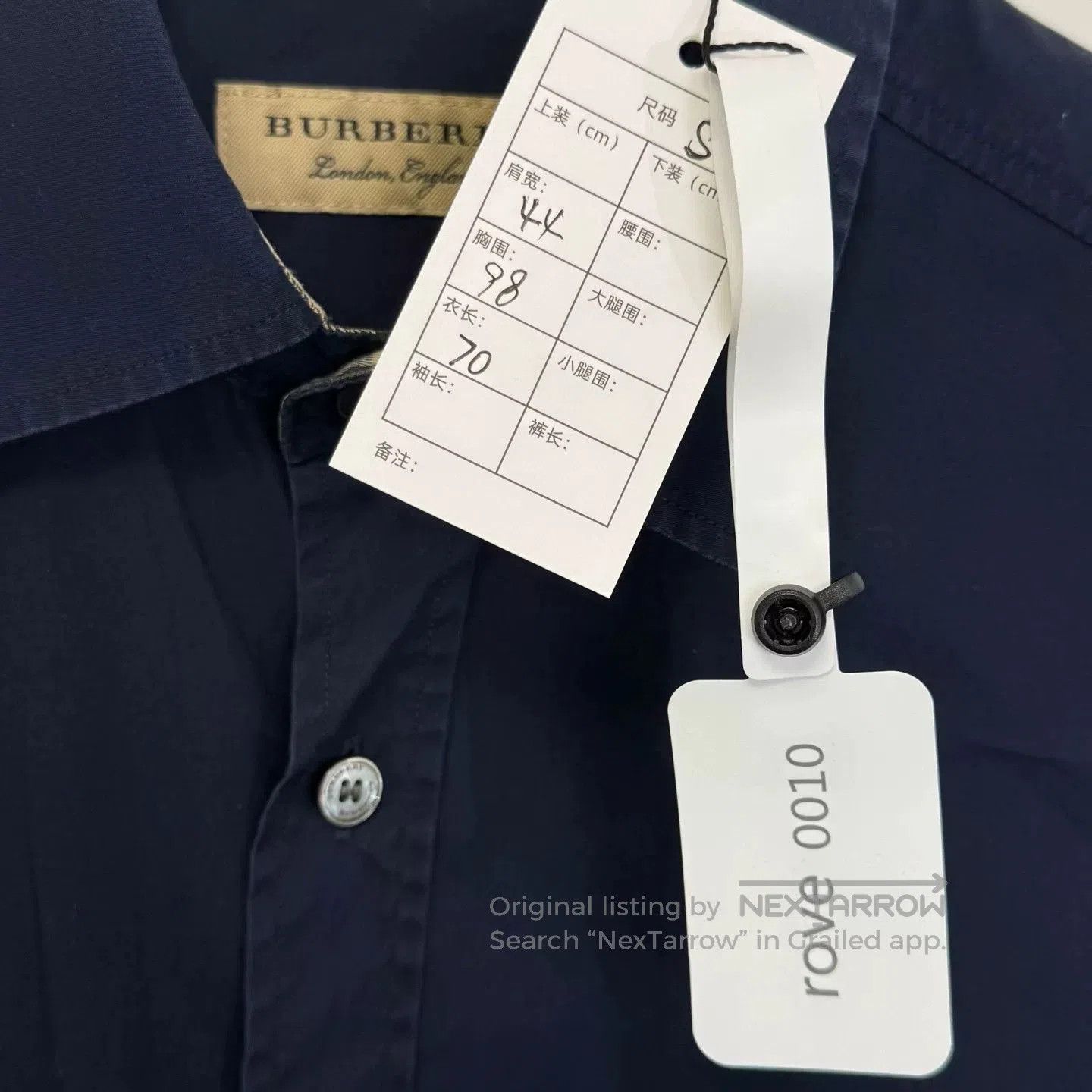 Burberry Burberry Navy Embroidered Logo Shirt Size S. Size US S / EU 44-46 / 1 - 3 Thumbnail