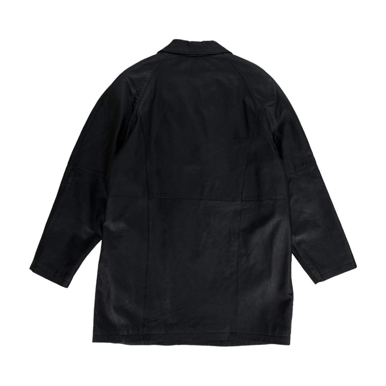 Vintage Y2K Vintage Black Double Breasted Leather Jacket Overcoat Size XL / US 12-14 / IT 48-50 - 4 Thumbnail