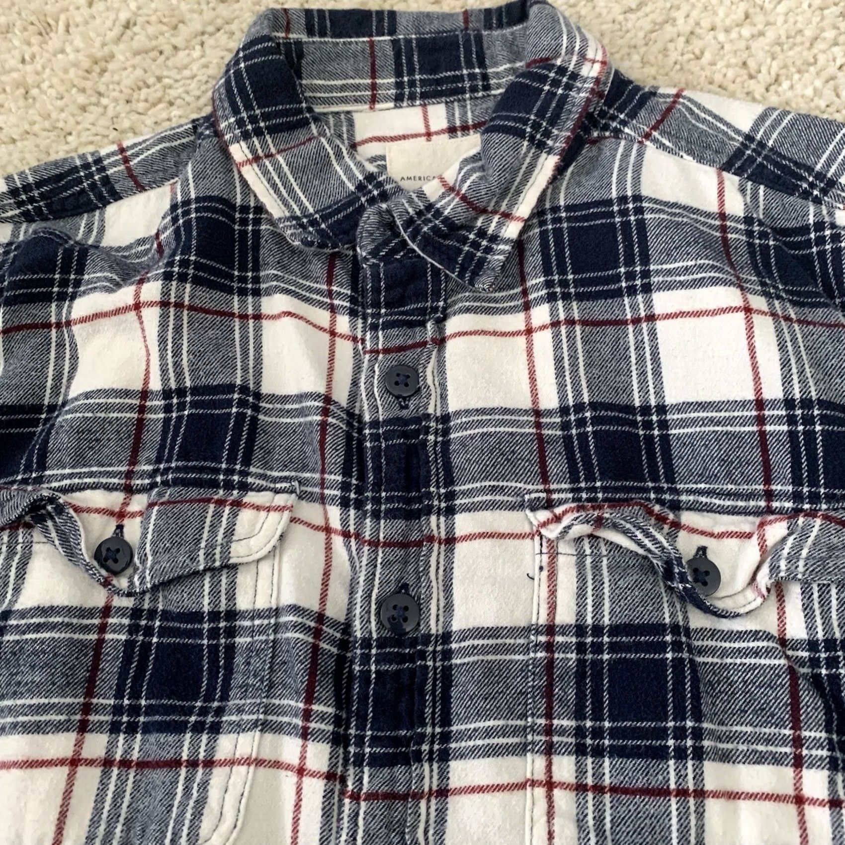 American Eagle Outfitters American Eagle Outfitters Flannel Shirt Mens Large Blue Plaid Classic Fit Size US L / EU 52-54 / 3 - 6 Thumbnail