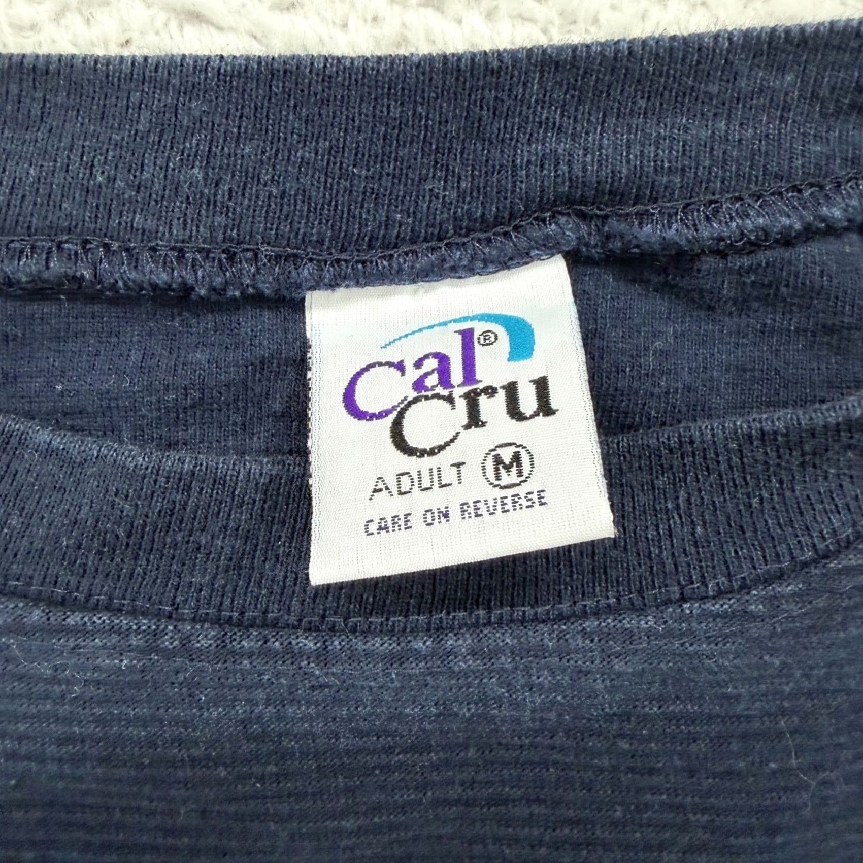 Vintage VINTAGE Cal Cru T-Shirt Navy Blue Ribbed Charleston South Carolina Embroidered Crest Short Sleeve Men M Regular Crew Neck USA 90s Coastal Navy Mens Size US M / EU 48-50 / 2 - 3 Thumbnail