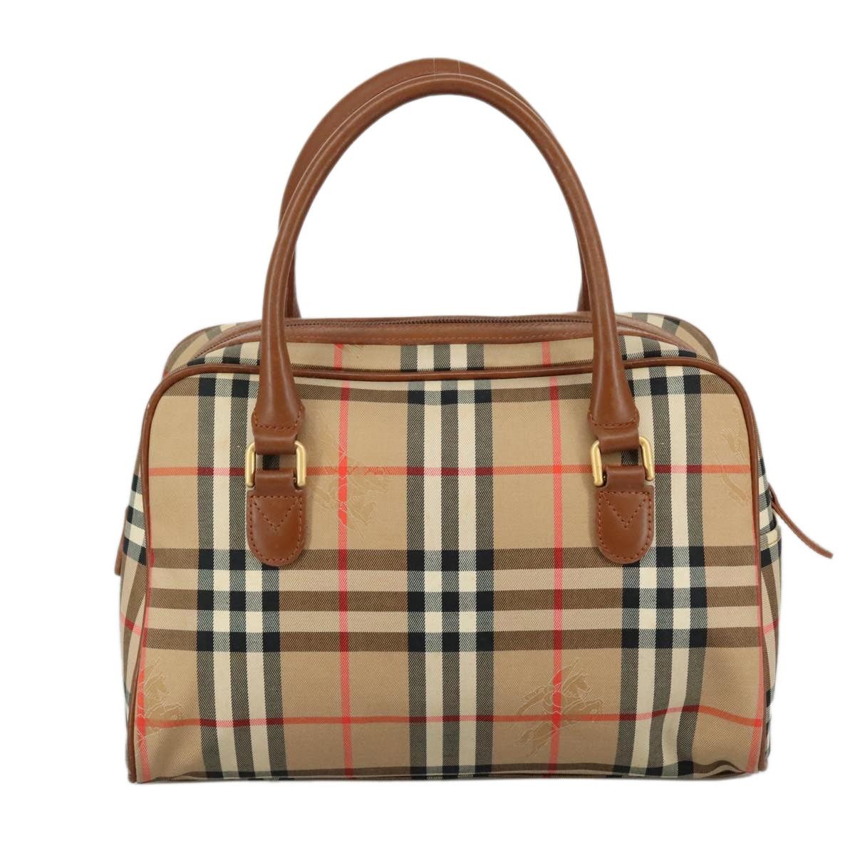 Burberry Nova Check Hand Bag Canvas Beige