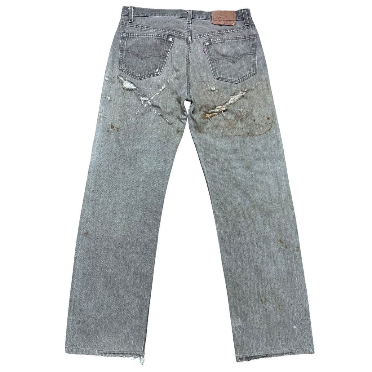 Levi's Vintage Levis 501 Rusty Thashed Jeans Faded Black Size US 33 - 2 Thumbnail