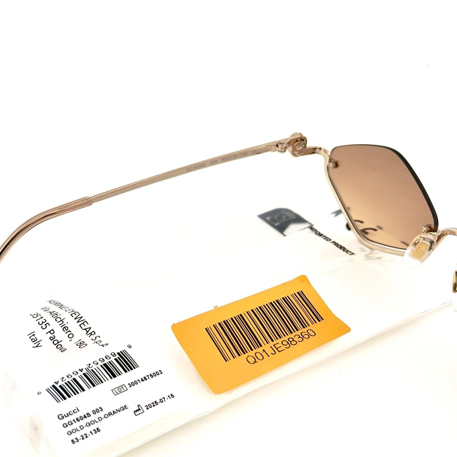 Gucci GUCCI GG1604S 1604 Gold Orange Mirror 003 Narrow Metal Size ONE SIZE - 6 Thumbnail