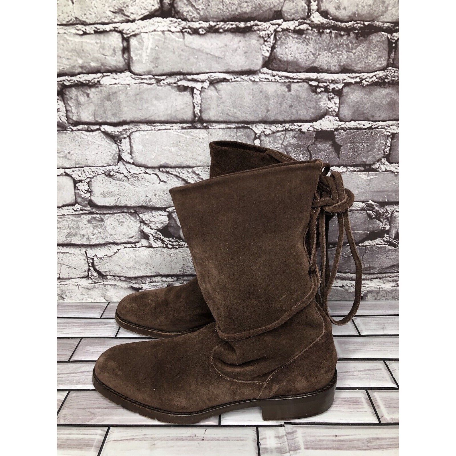 Other Joan & David Brown Suede Leather Back Lace Up Heels Boots Wo Size US 6 / IT 36 - 12 Thumbnail