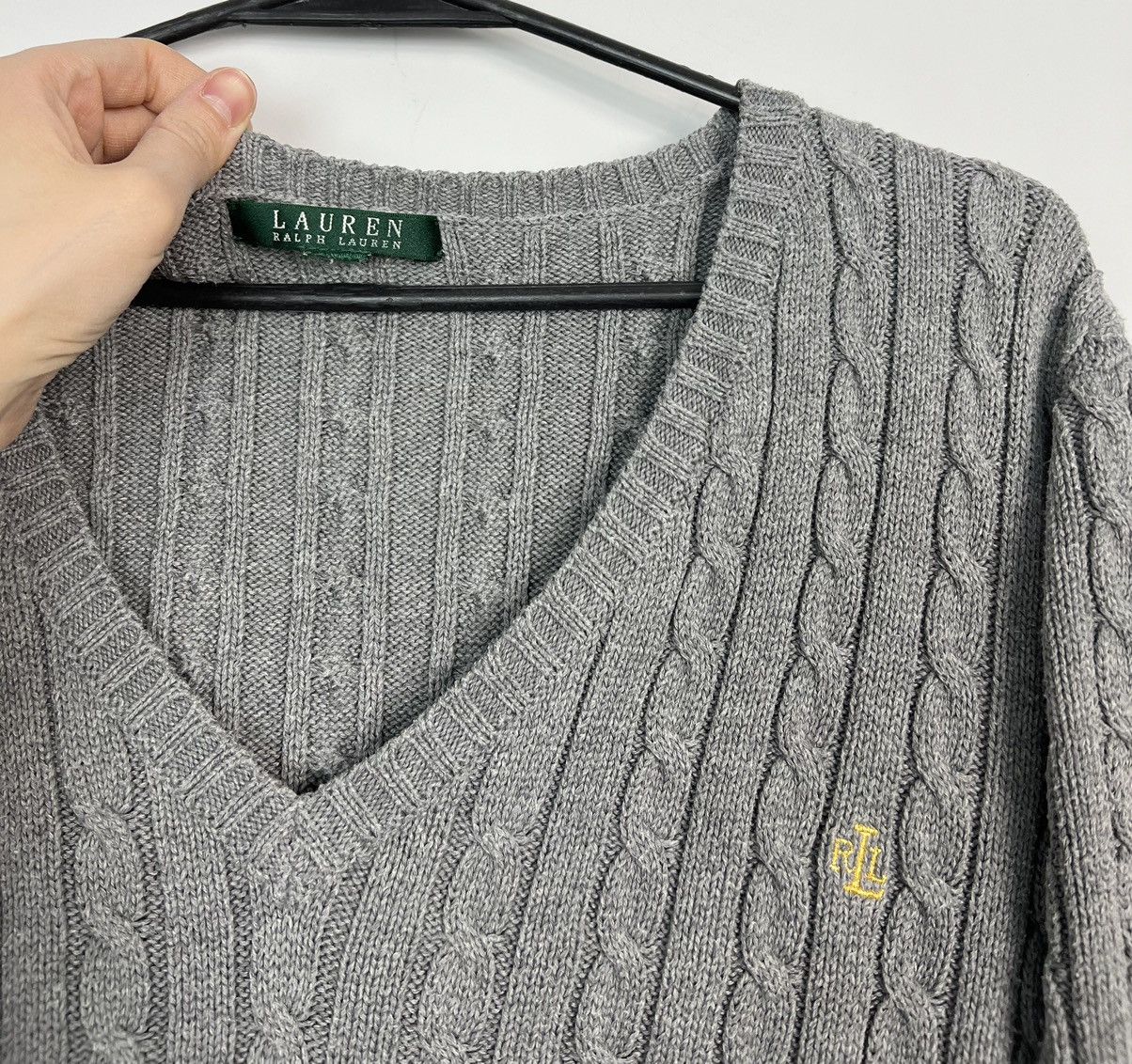 Lauren Ralph Lauren × Polo Ralph Lauren Braid Sweater Lauren Ralph Lauren Grey Size L / US 10 / IT 46 - 2 Thumbnail