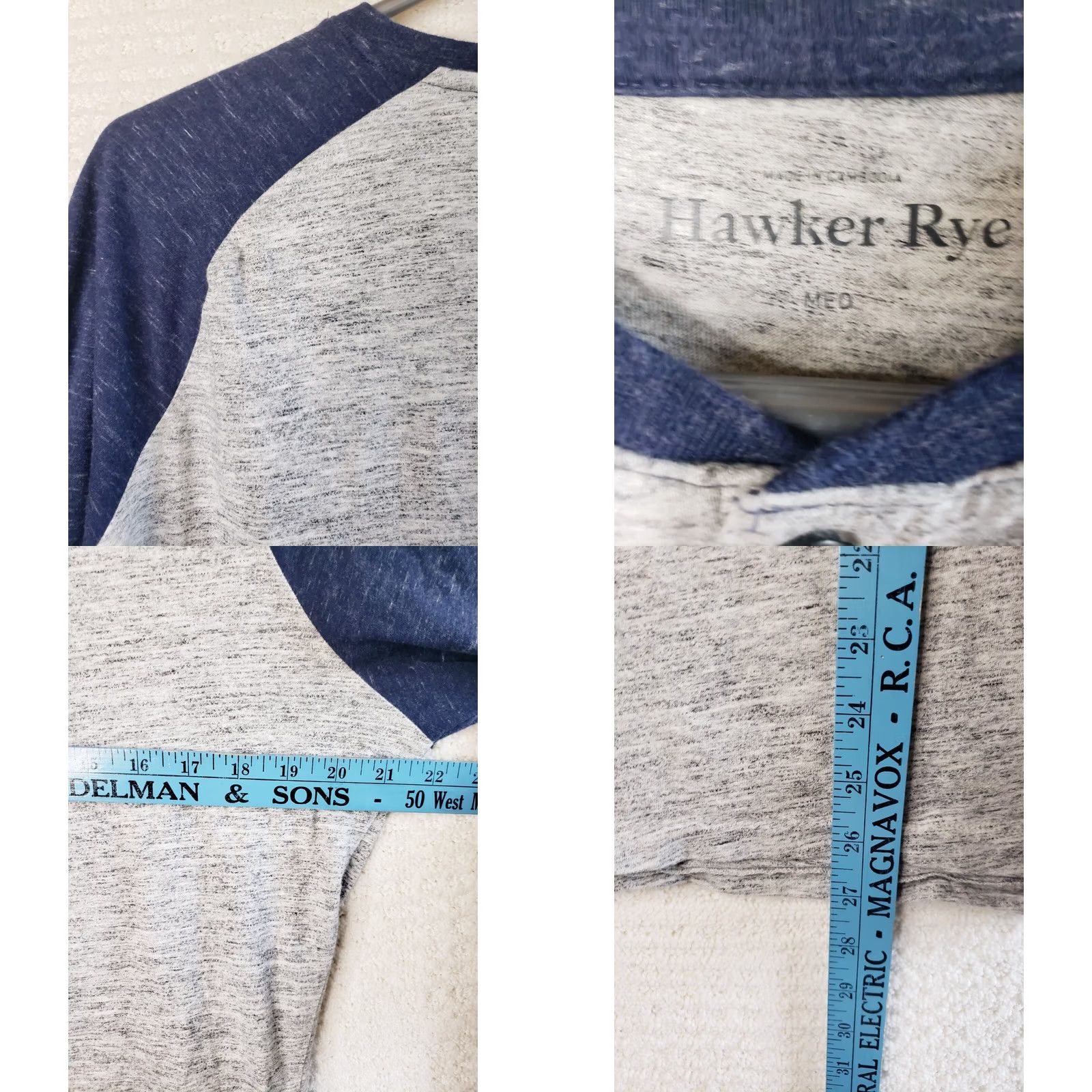 Vintage VINTAGE Hawker Rye Shirt Henley Baseball Style Long Sleeve 3/4 Sleeve Mens XLT Gray Blue NWOT Size US XL / EU 56 / 4 - 8 Thumbnail