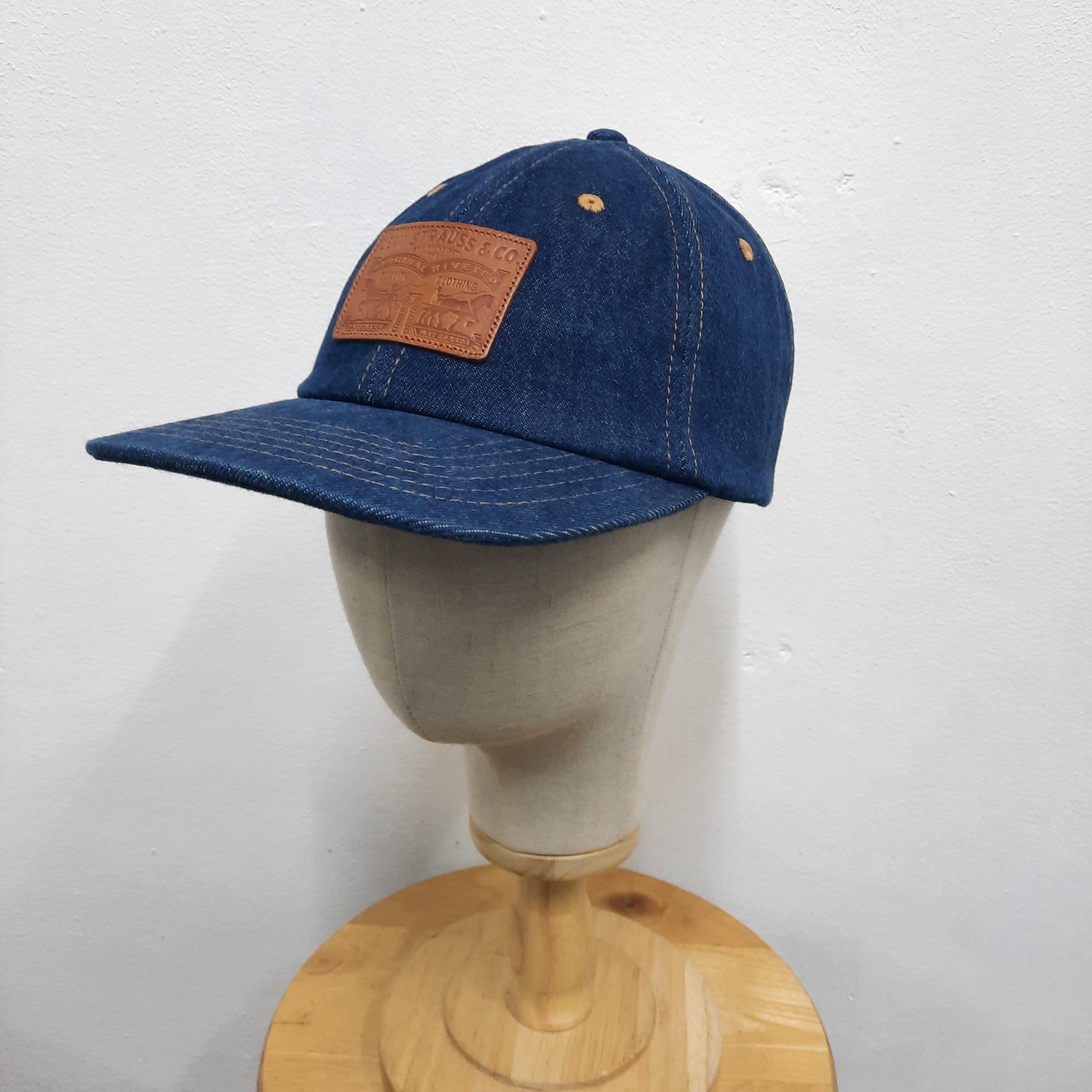 Levi's 💥 Levis lvc reproduction leather patch indigo denim cap Size ONE SIZE - 2 Thumbnail