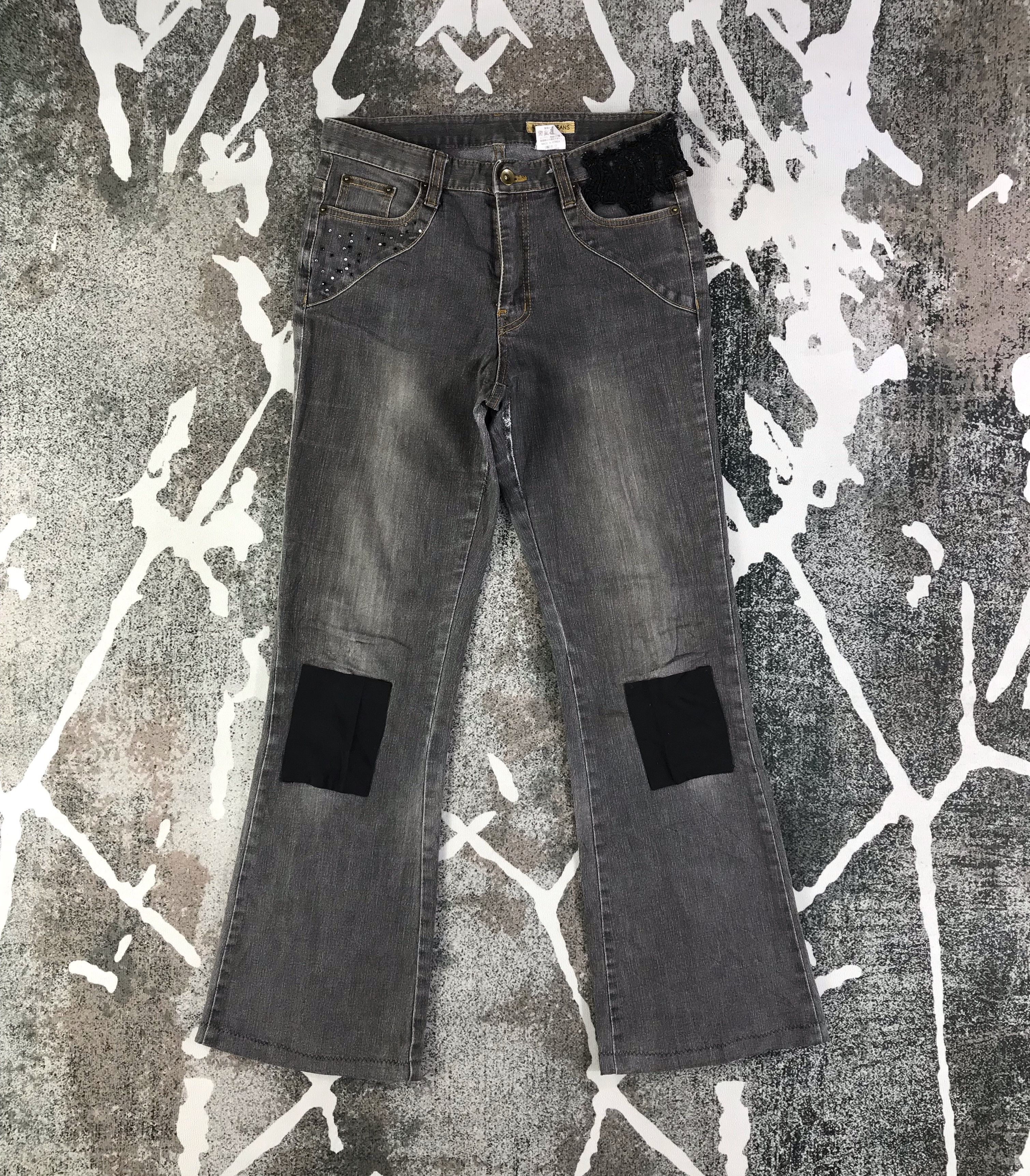 パンツ RIPVANWINKLE Yarn-dyed Black Flare Denim Vaceky Ripped Flared Jeans Women Stretch Bell Bottoms